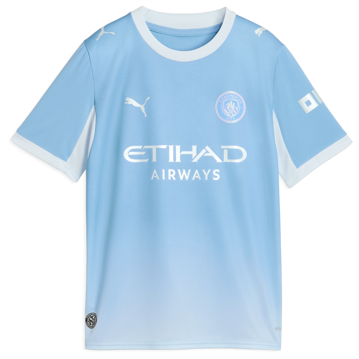 Front view of youth Manchester City 2026-2027 home light blue replica soccer jersey by Final Third Kit