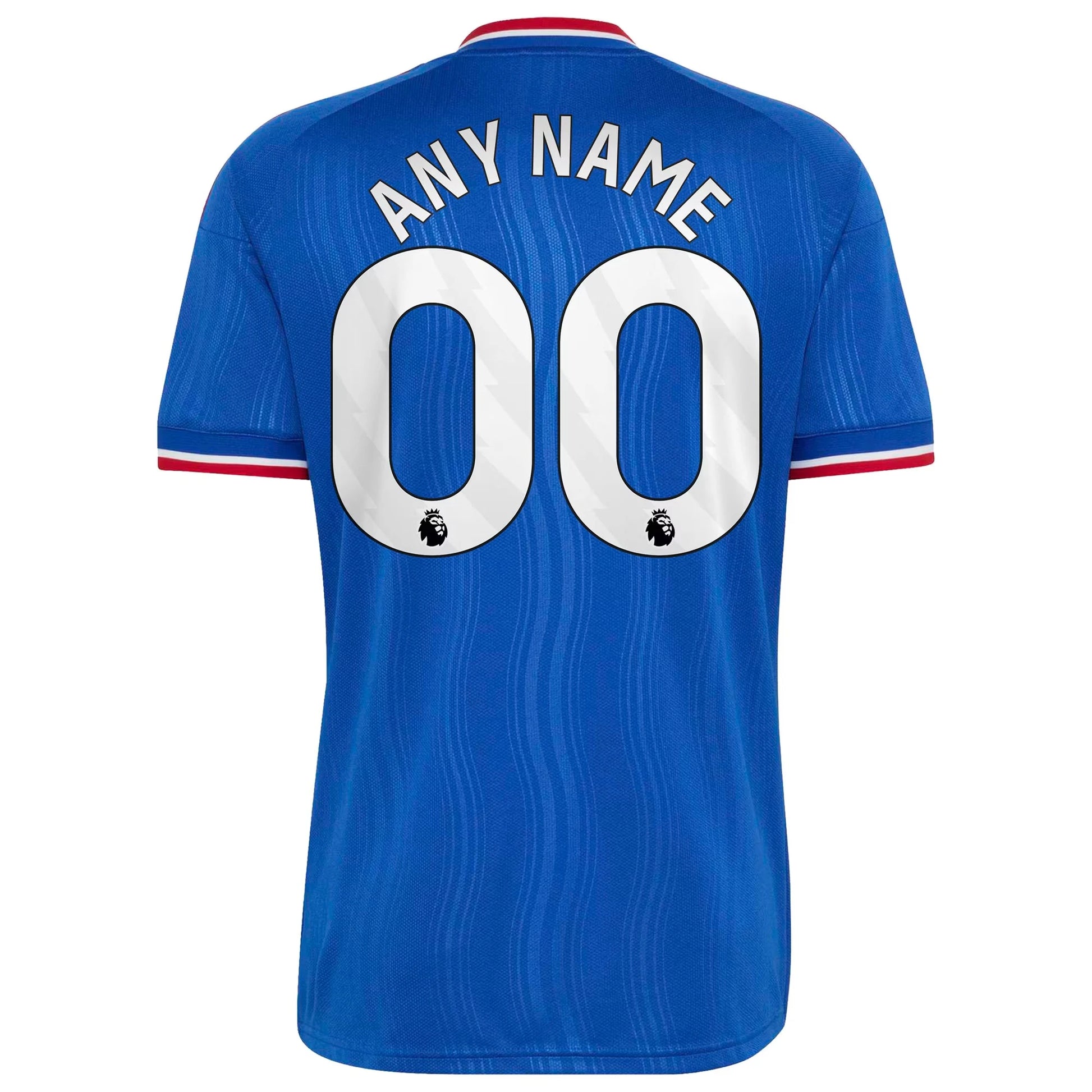 Back view of men's Manchester United 2026-2027 away royal blue replica football shirt with custom name and number printing by Final Third Kit