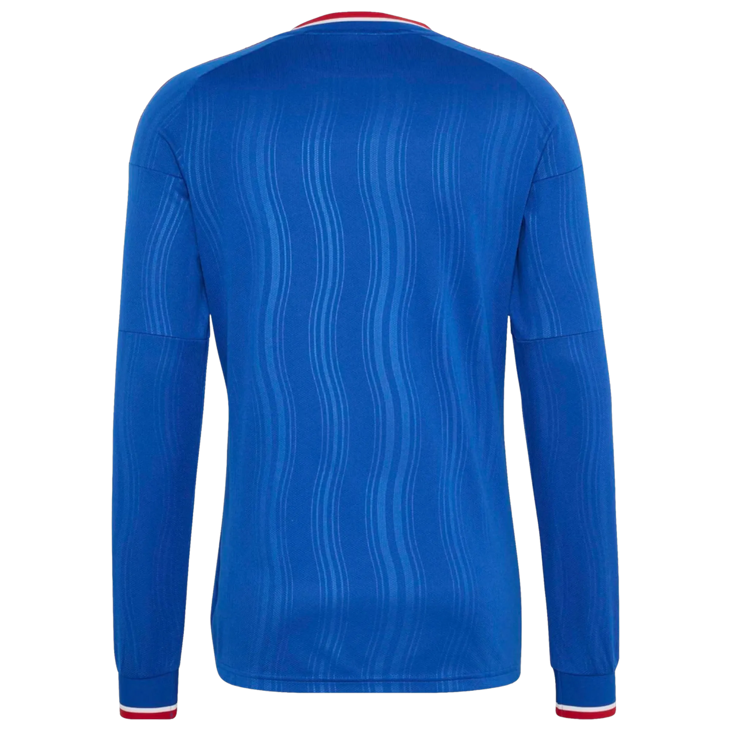 Back view of men's Manchester United 2026-2027 away royal blue replica long sleeve football shirt by Final Third Kit