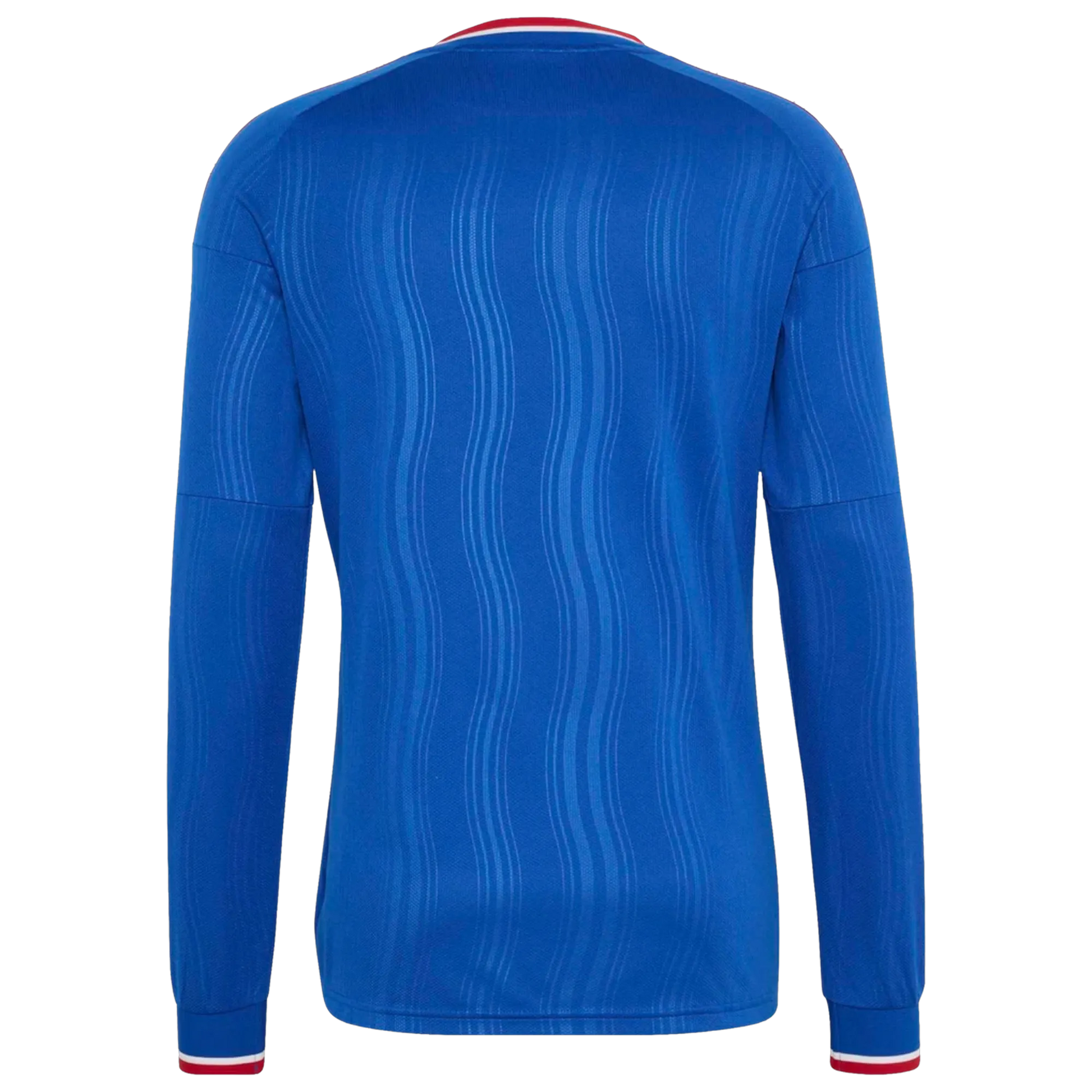 Back view of men's Manchester United 2026-2027 away royal blue replica long sleeve football shirt by Final Third Kit