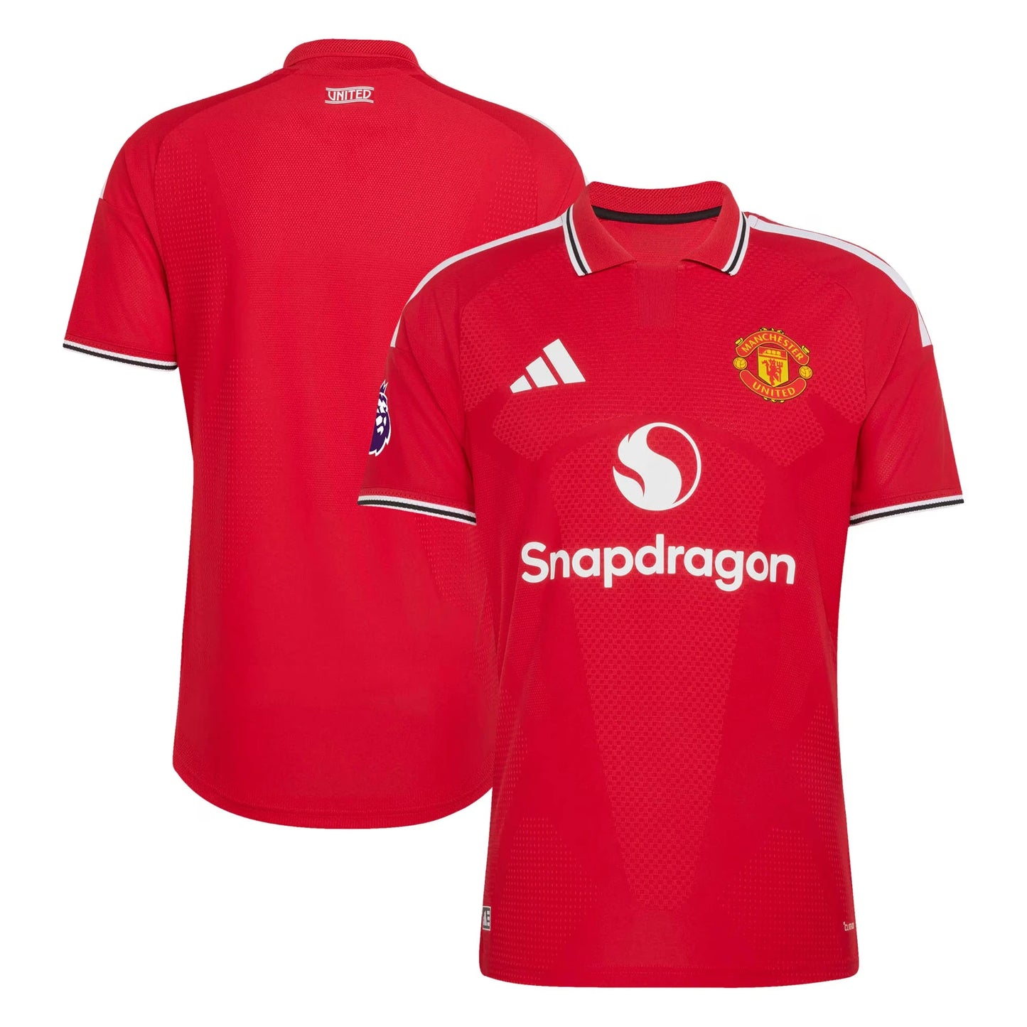 Front and back view of men's Manchester United 2026-2027 home red on-field authentic jersey by Final Third Kit