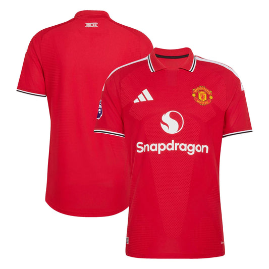 Front and back view of men's Manchester United 2026-2027 home red on-field authentic jersey by Final Third Kit
