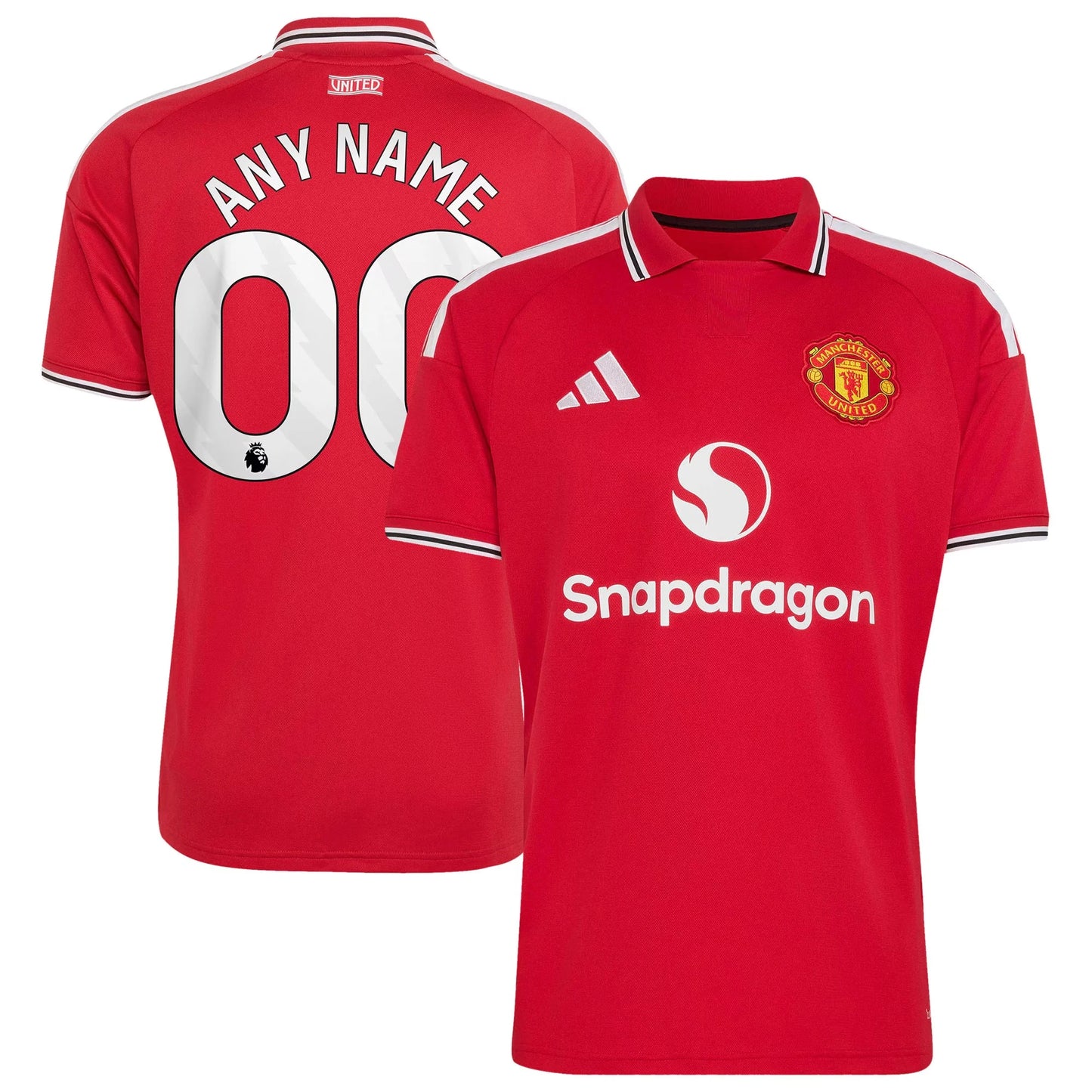 Front and back view of men's Manchester United 2026-2027 home red replica custom jersey by Final Third Kit