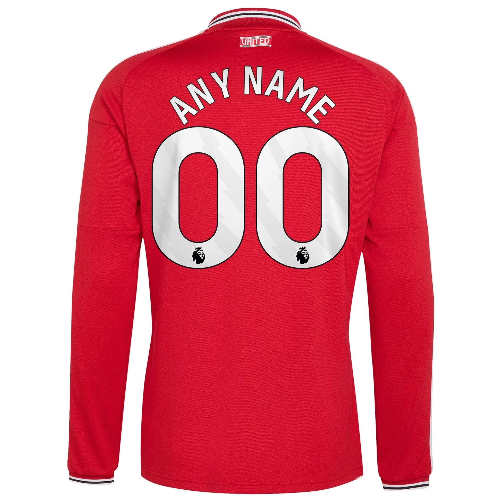 Back view of men's Manchester United 2026-2027 home red replica long sleeve football shirt with custom name and number printing by Final Third Kit