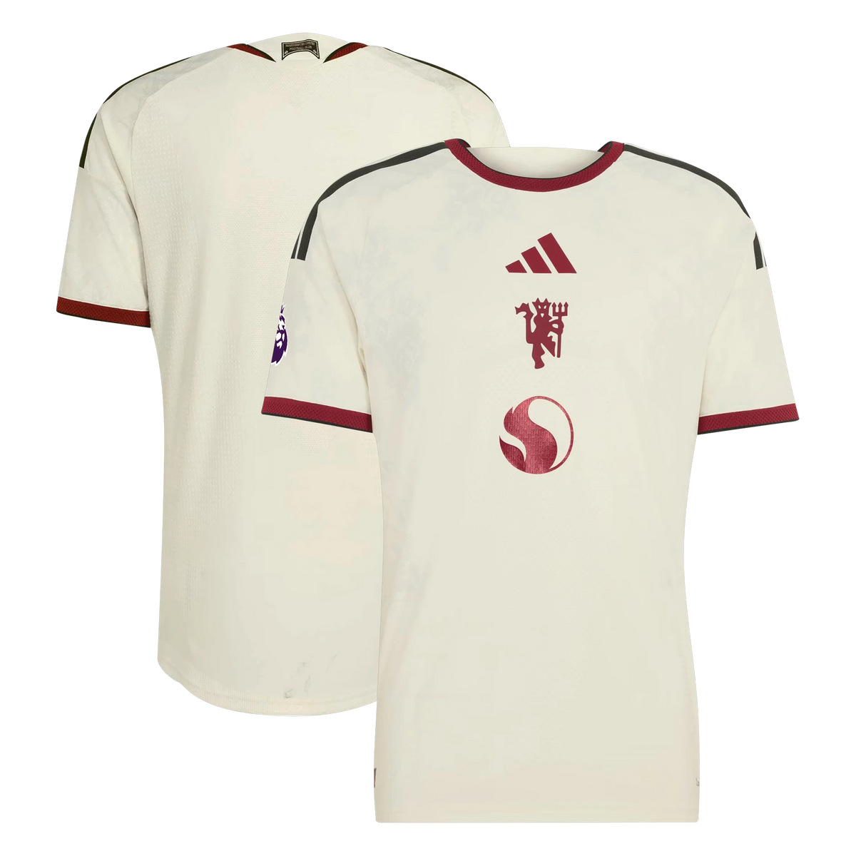 Front and back view of Manchester United 2026-2027 third cream on-field authentic jersey by Final Third Kit