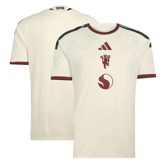 Front and back view of Manchester United 2026-2027 third cream replica custom jersey by Final Third Kit