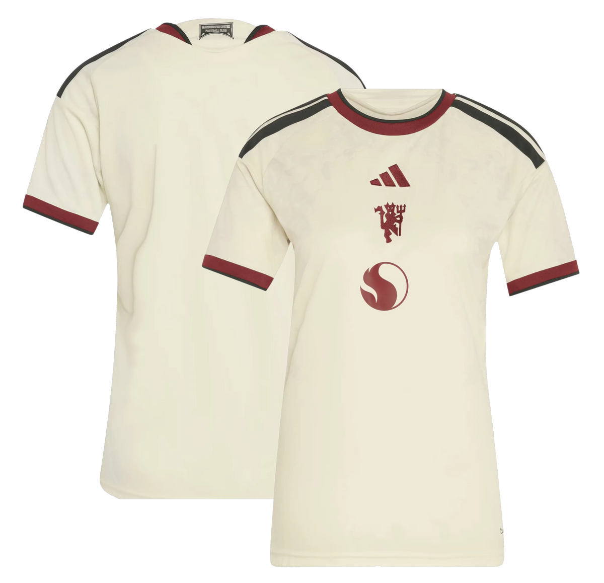 Front and back view of Manchester United 2026-2027 third cream replica long sleeve jersey by Final Third Kit