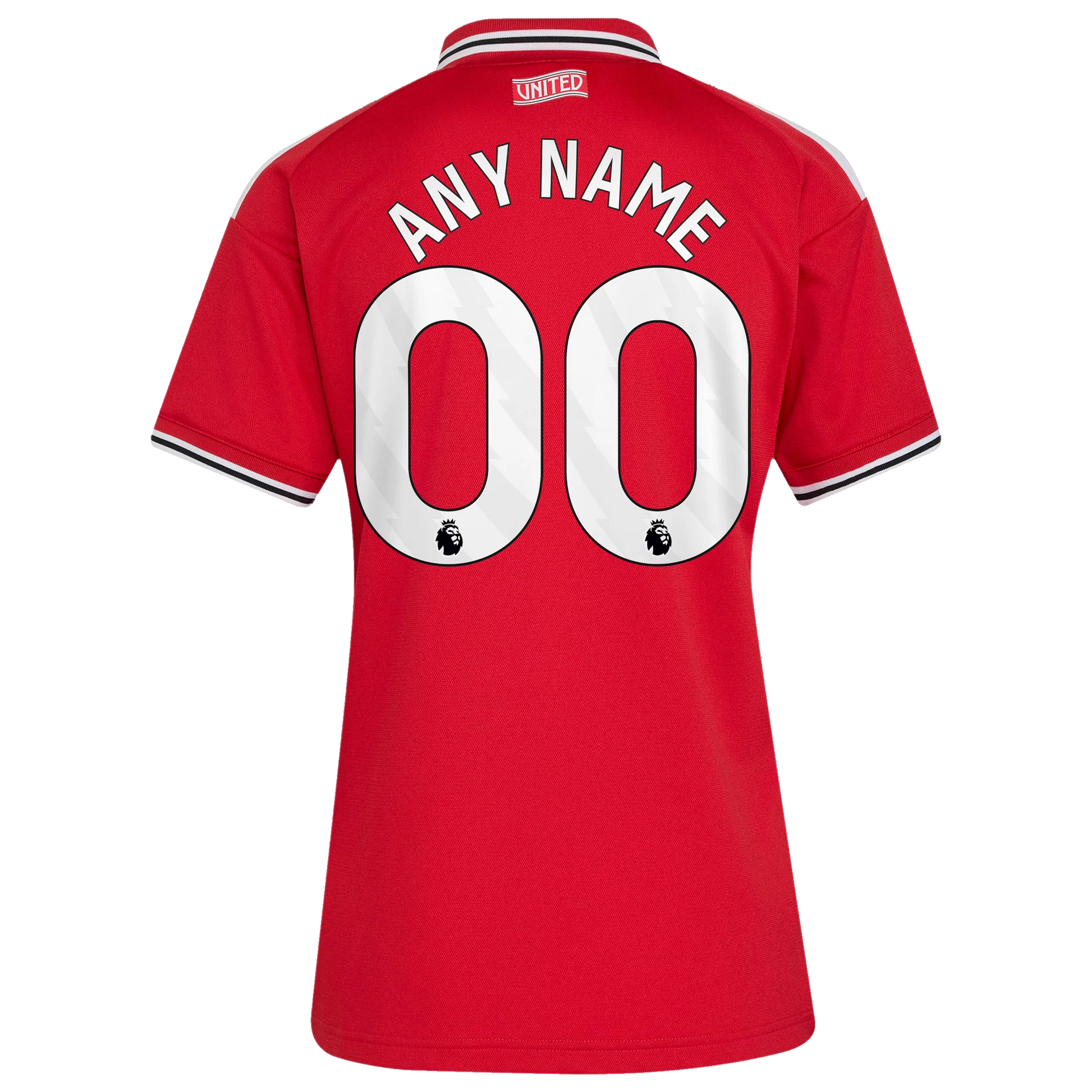 Back view of women's Manchester United 2026-2027 home red replica football shirt with custom name and number printing by Final Third Kit
