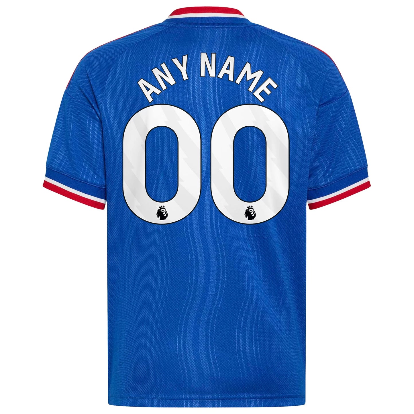 Back view of youth Manchester United 2026-2027 away royal blue replica football shirt with custom name and number printing by Final Third Kit