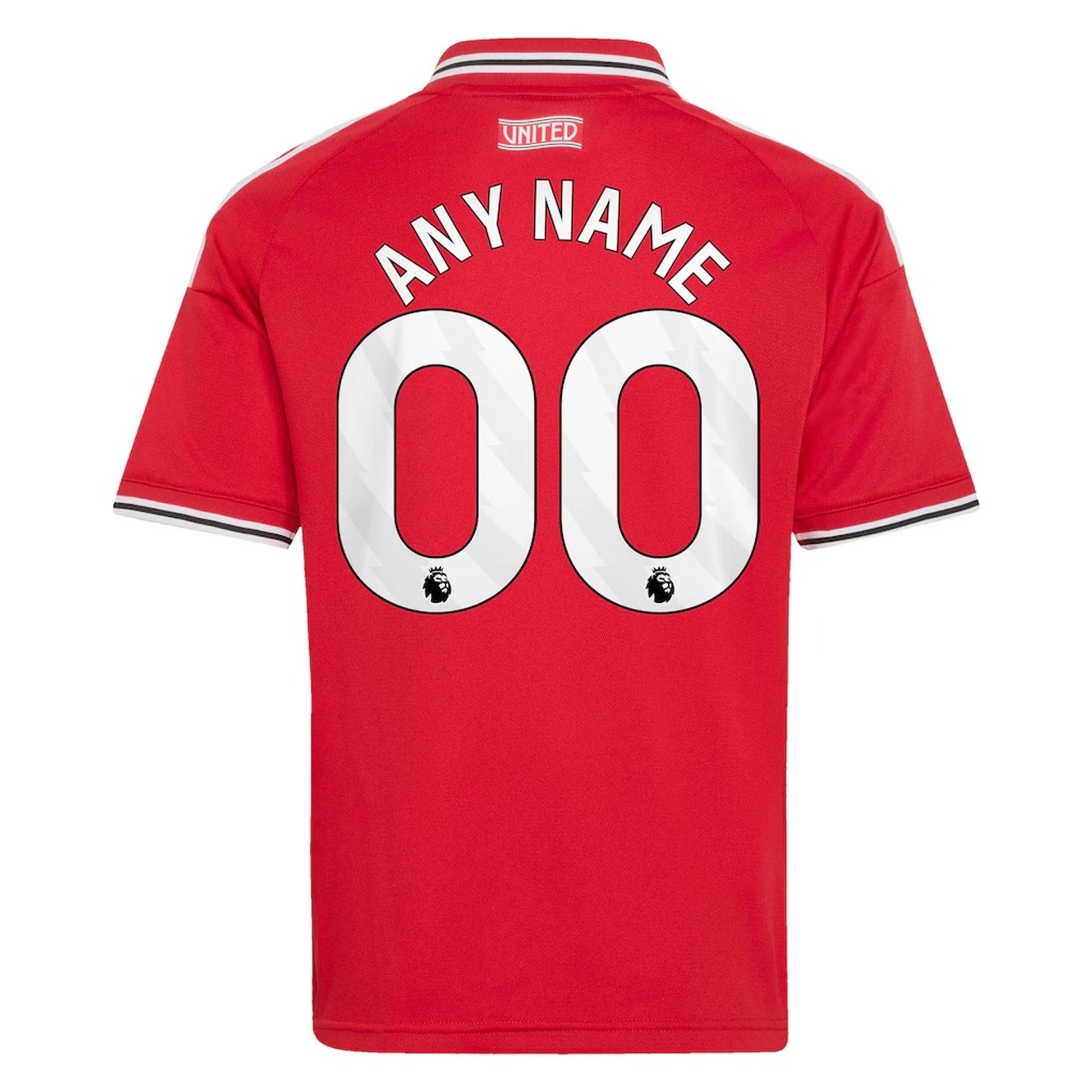 Back view of youth Manchester United 2026-2027 home red replica football shirt with custom name and number printing by Final Third Kit