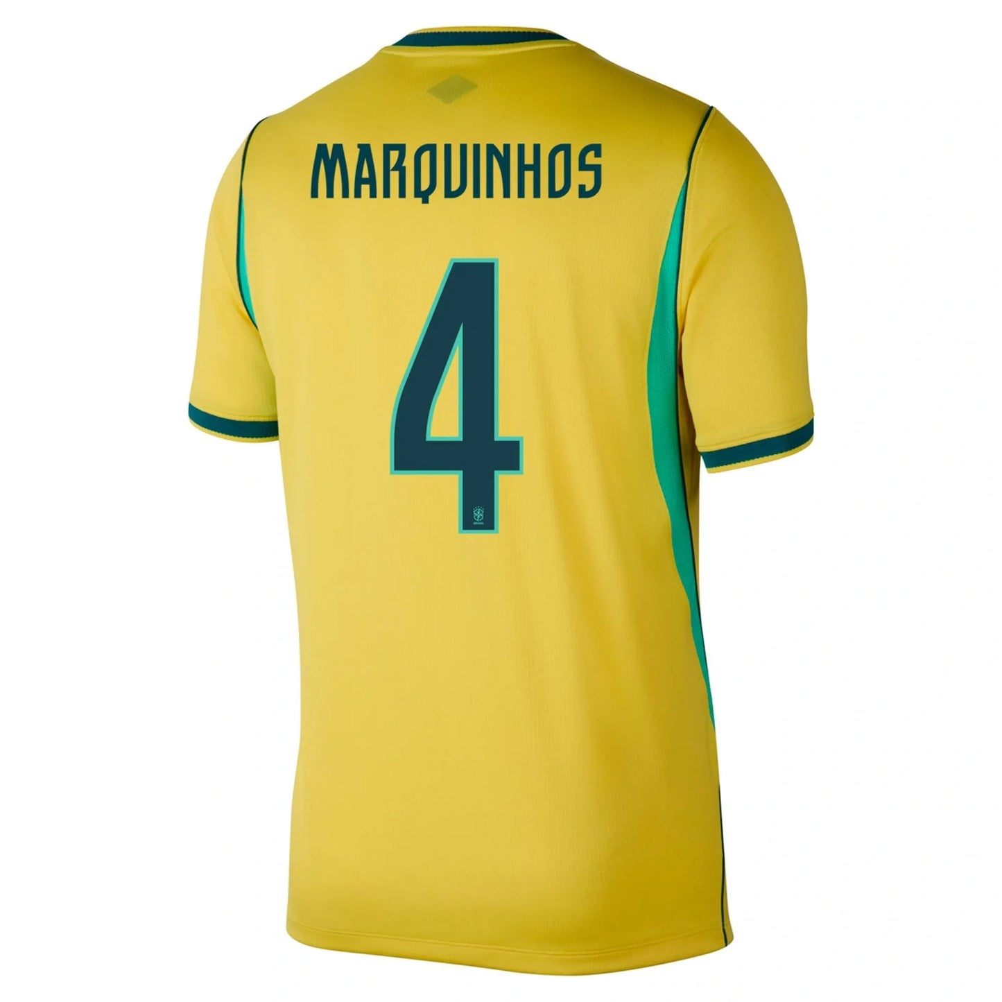 Brazil 2026 World Cup Home Stadium Replica Jersey With Marquinhos #4 Printing Back View