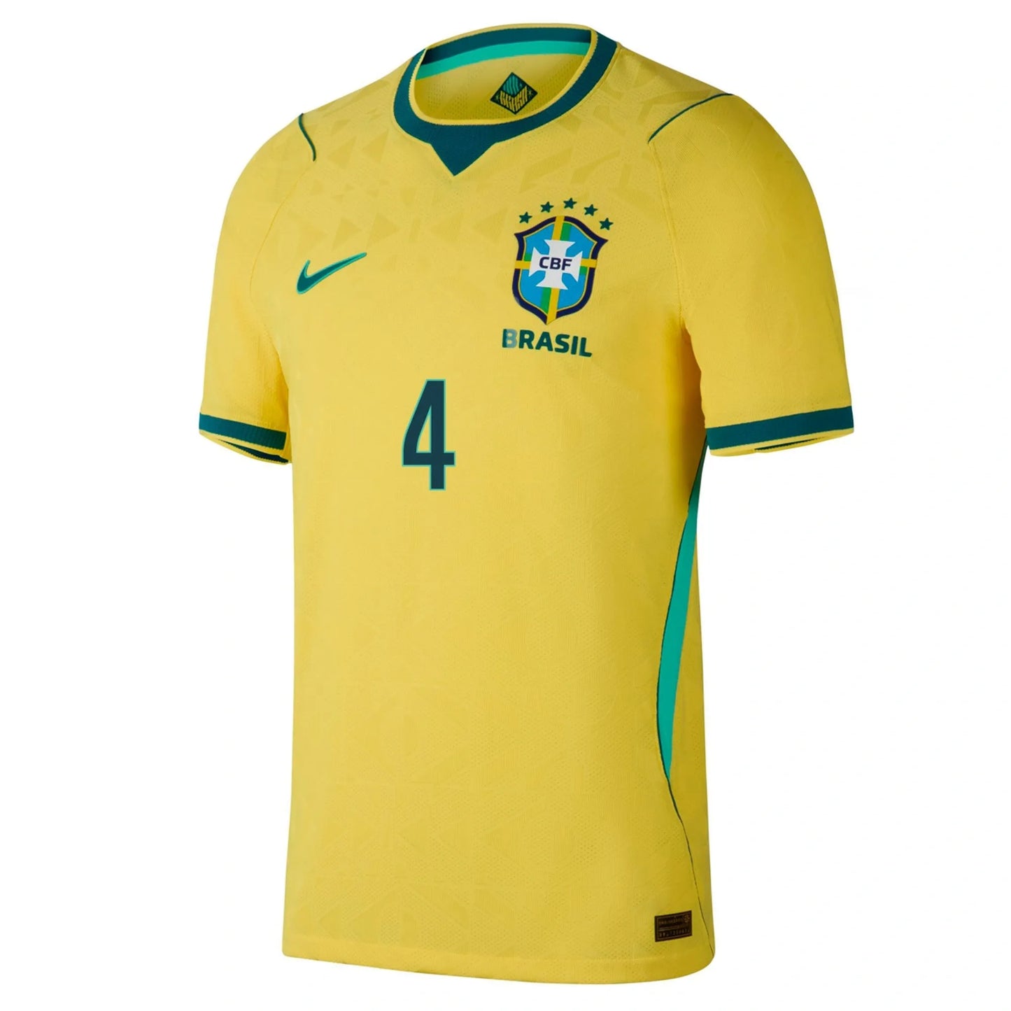 Brazil 2026 World Cup Home Stadium Replica Jersey With Marquinhos #4 Printing Front View