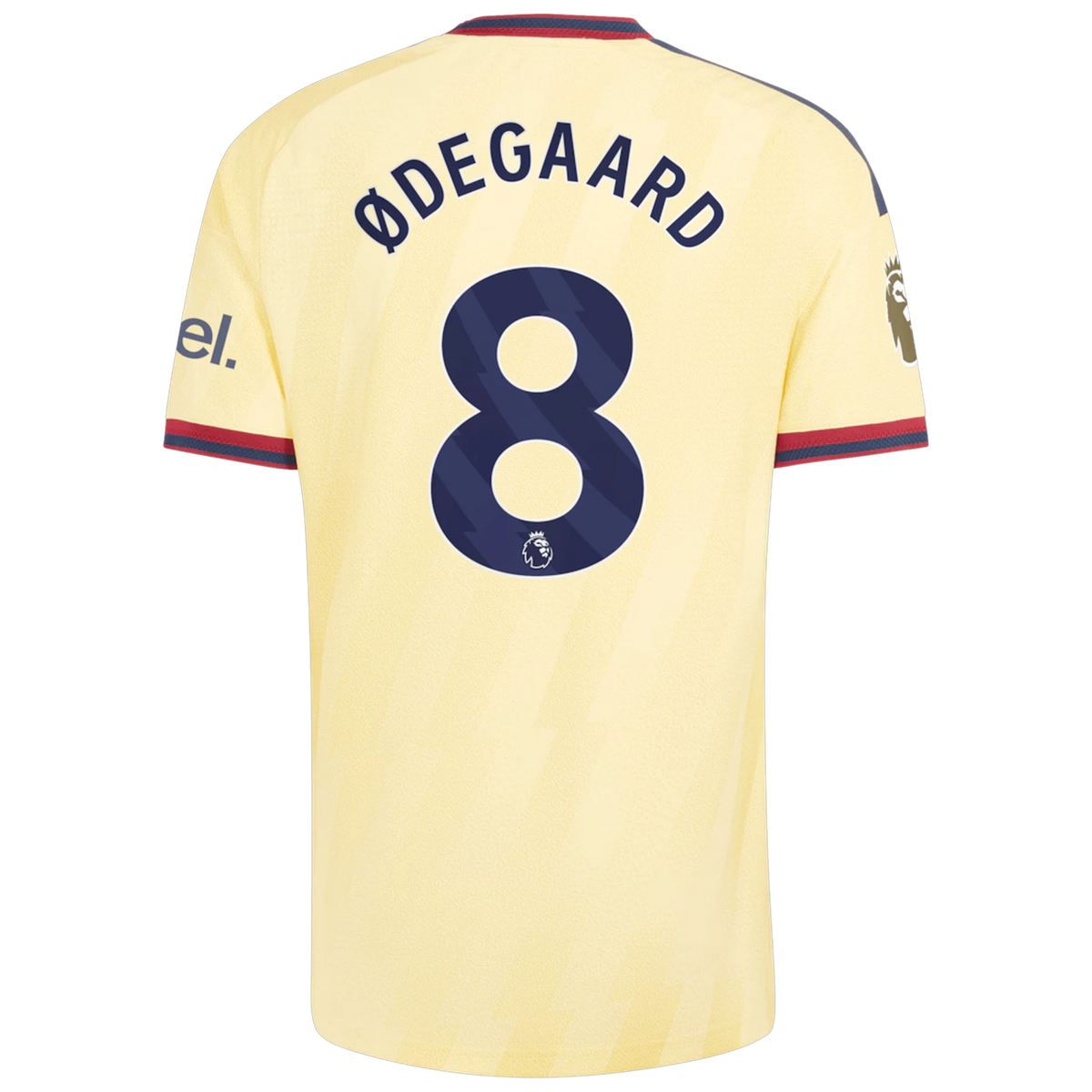 Back view of men's Arsenal 2026-2027 third yellow on-field authentic football shirt with Martin Ødegaard name and number 8 printing by Final Third Kit
