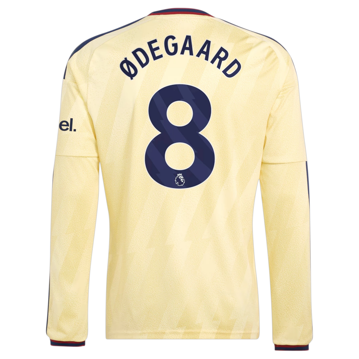 Back view of men's Arsenal 2026-2027 third yellow replica long sleeve football shirt with Eberechi Eze name and number 10 printing by Final Third Kit