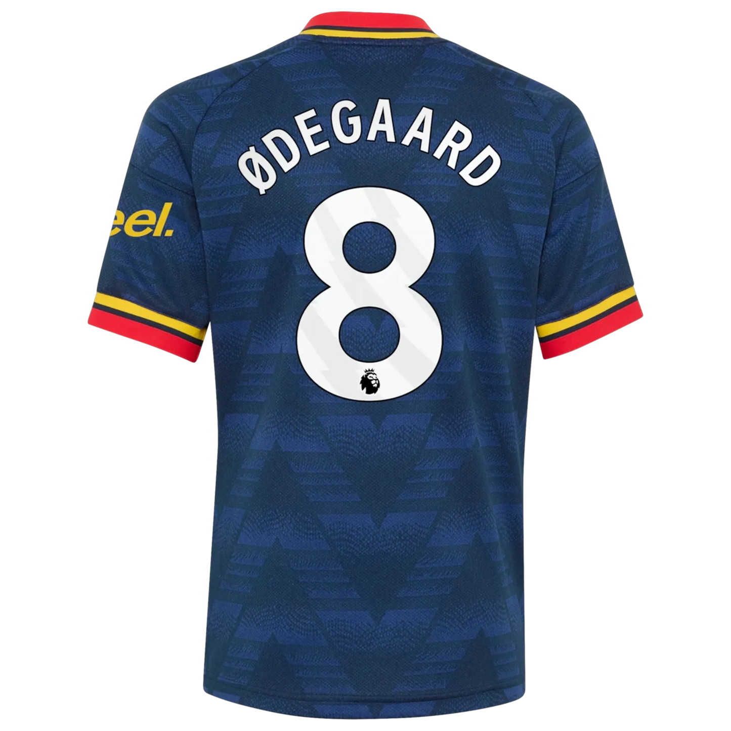Back view of Arsenal away replica jersey showing Ødegaard 8 name and number print