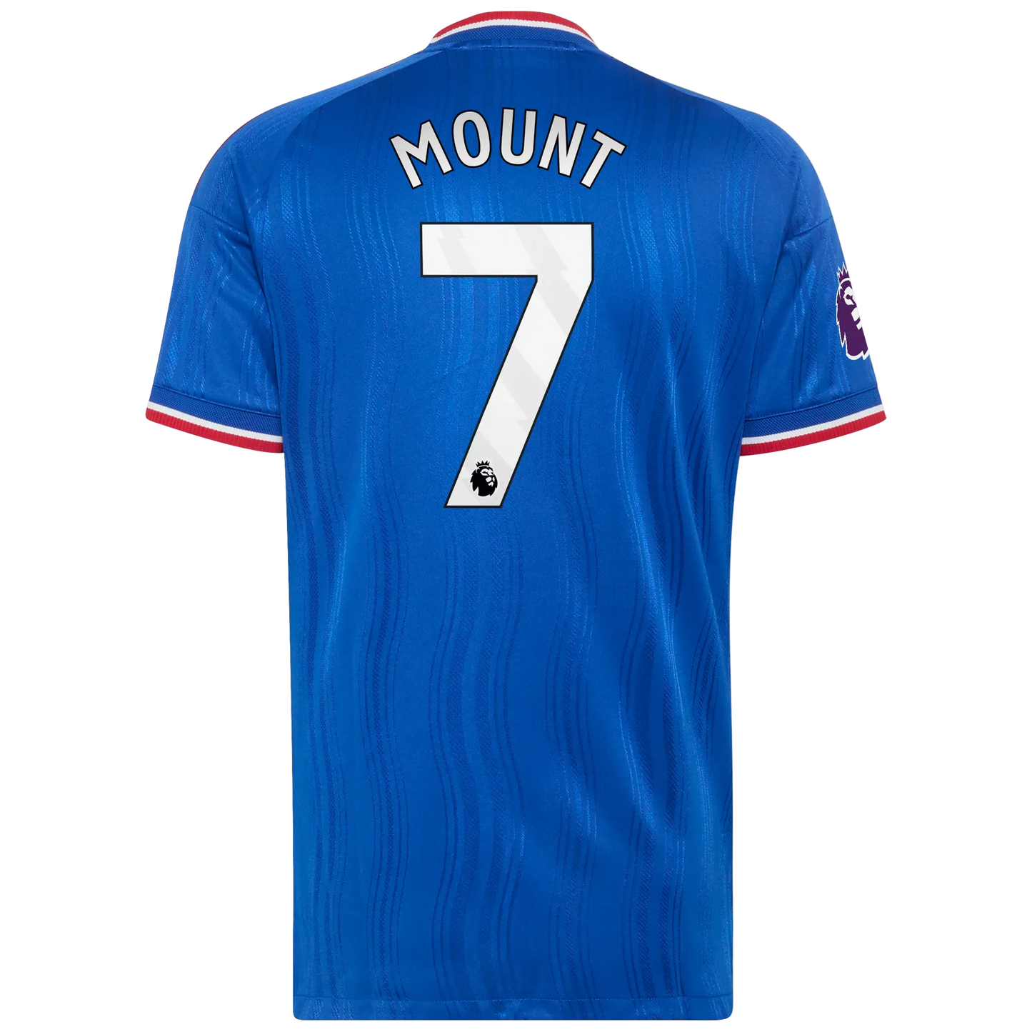 Back view of men's Manchester United 2026-2027 away royal blue on-field authentic football shirt with Mason Mount name and number 7 printing by Final Third Kit