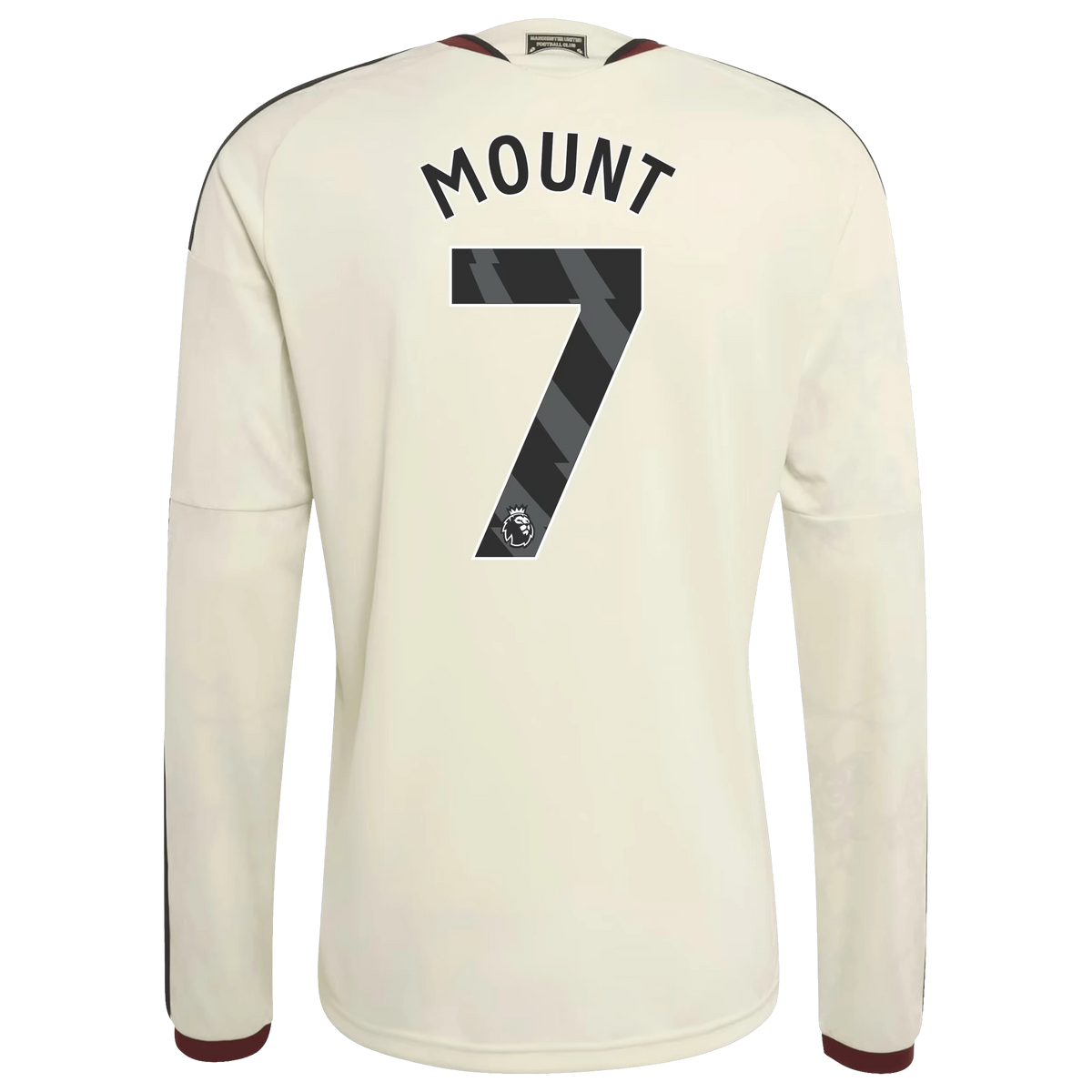 Back view of Manchester United 2026-2027 third cream replica long sleeve football shirt with Mason Mount name and number 7 printing by Final Third Kit