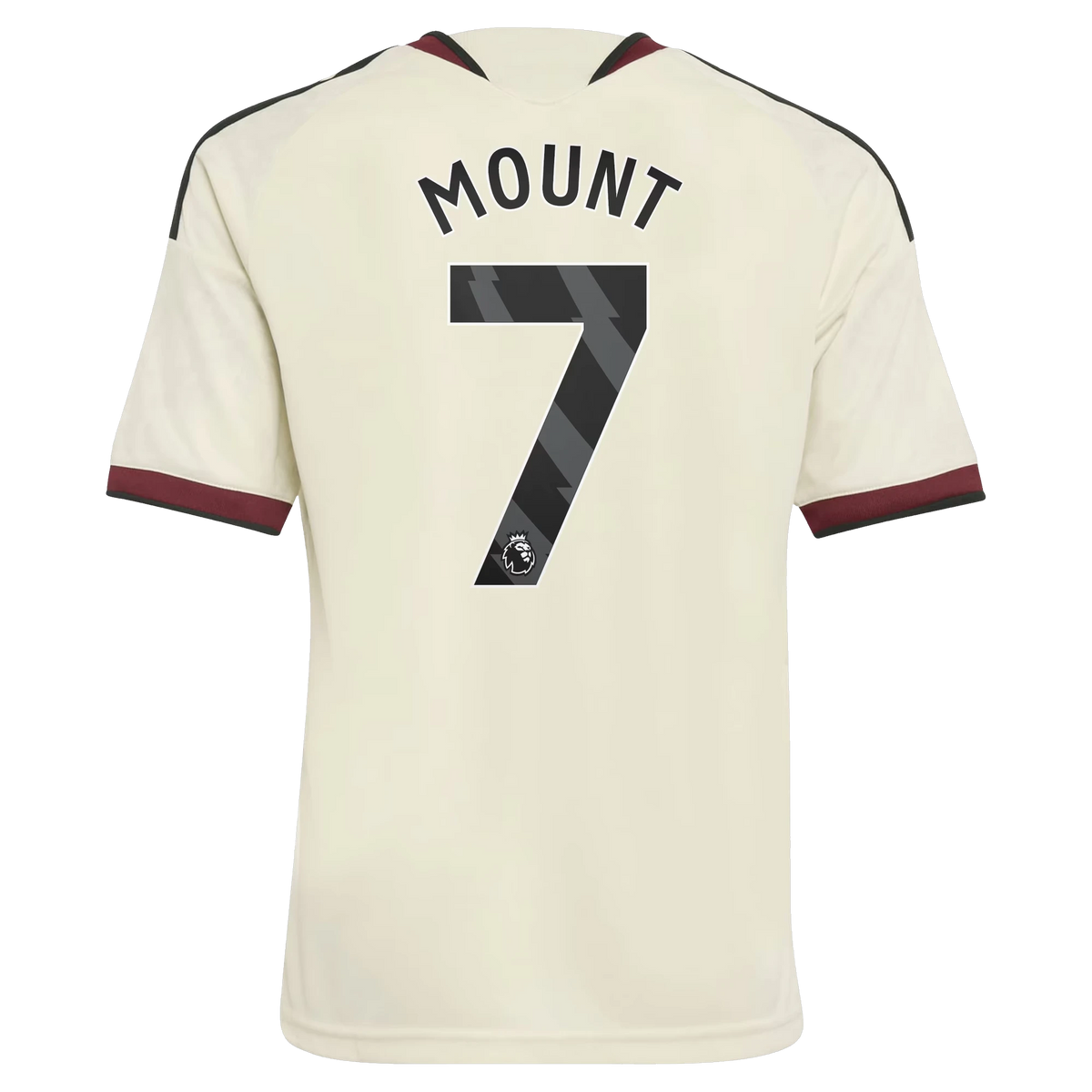 Back view of youth Manchester United 2026-2027 third cream replica football shirt with Mason Mount name and number 7 printing by Final Third Kit