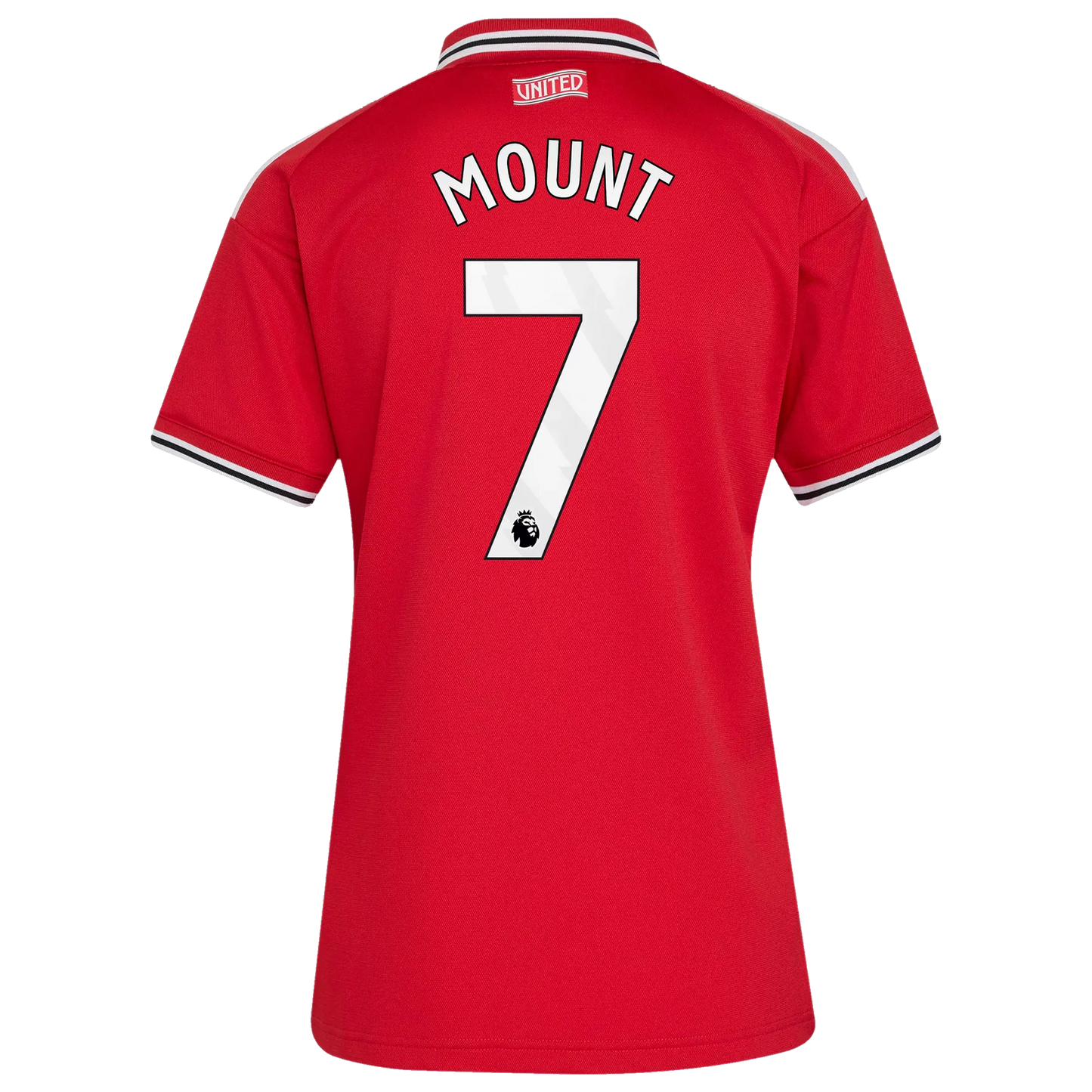 Back view of women's Manchester United 2026-2027 home red football shirt with Mason Mount name and number 7 printing by Final Third Kit