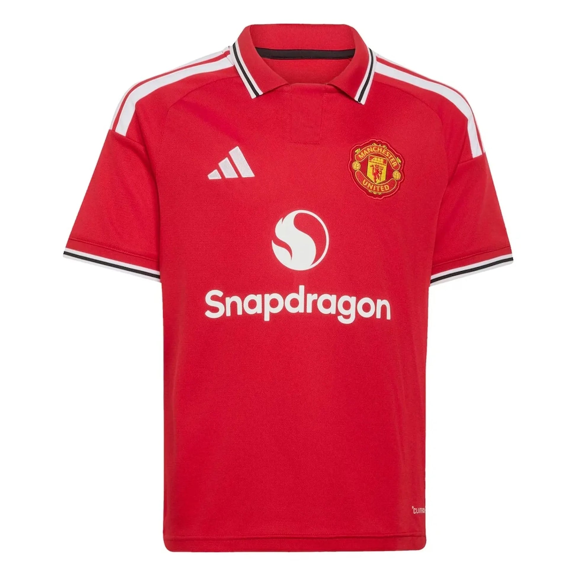 Front view of youth Manchester United 2026-2027 home red replica soccer jersey by Final Third Kit