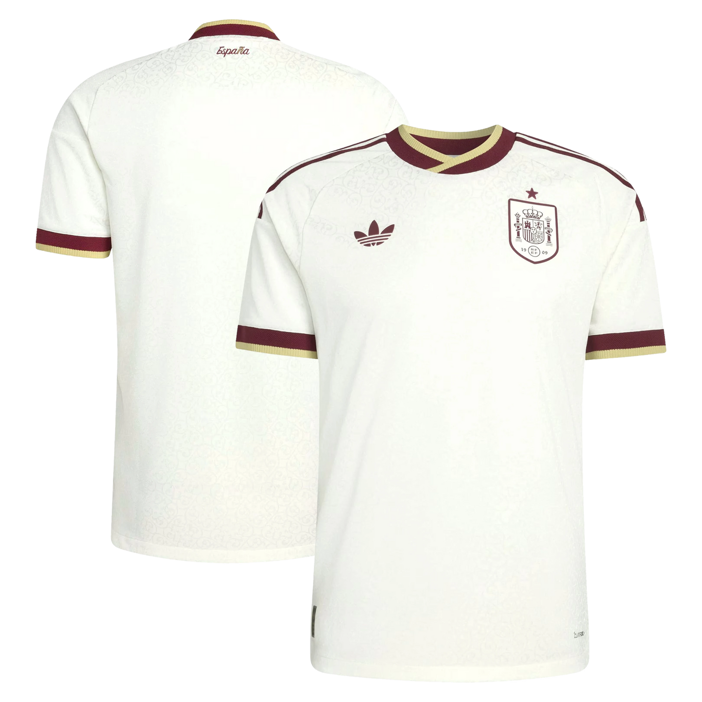 Spain 2026 World Cup Away stadium replica jersey front and back combined view blank no player