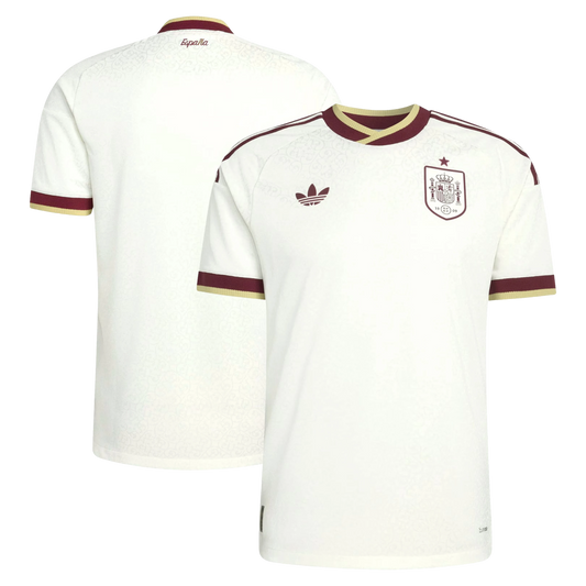 Spain 2026 World Cup Away stadium replica jersey front and back combined view blank no player