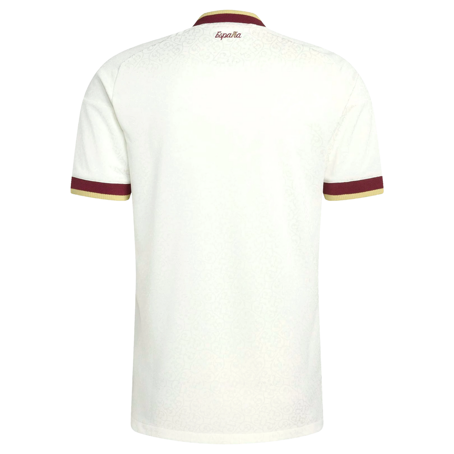 Back view of Spain Away stadium replica jersey showing blank back without name or number