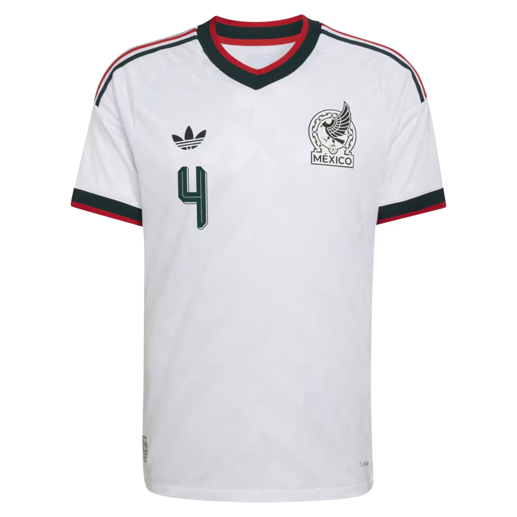 front view of Mexico national team 2026 away white soccer jersey with E. ÁLVAREZ #4 custom print