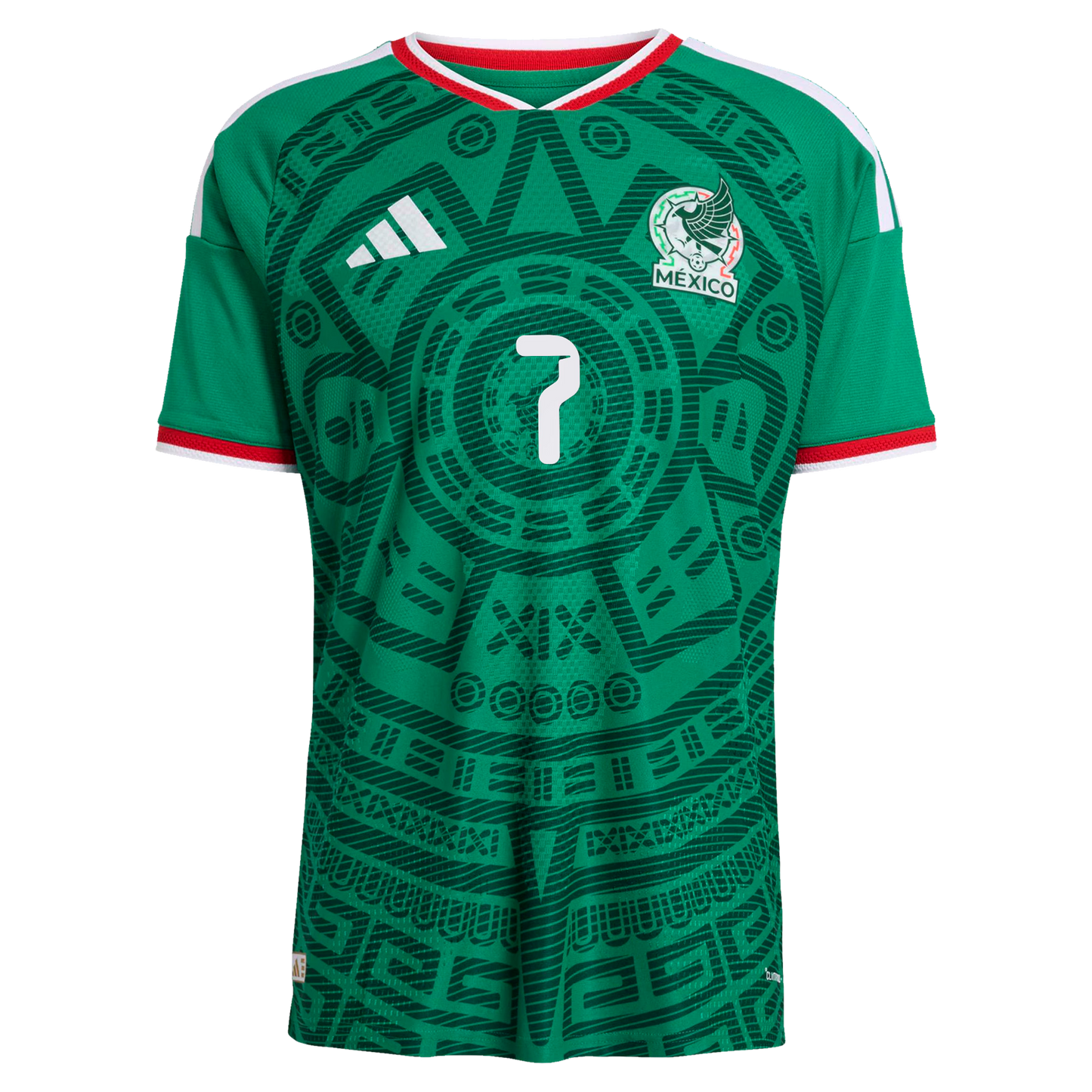 front view of Mexico national team 2026 green home soccer jersey with G. MORA #7 custom print