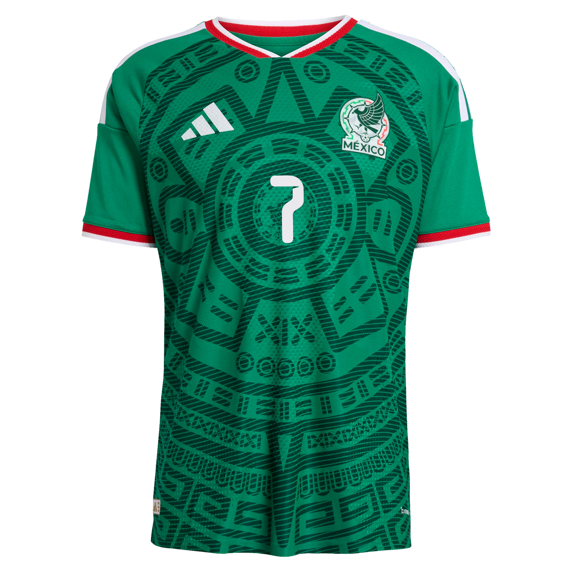 front view of Mexico national team 2026 green home soccer jersey with G. MORA #7 custom print