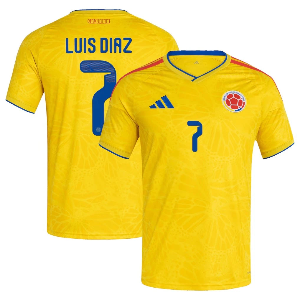 Colombia 2026 World Cup Home Stadium Replica Jersey With Luis Díaz #7 Printing