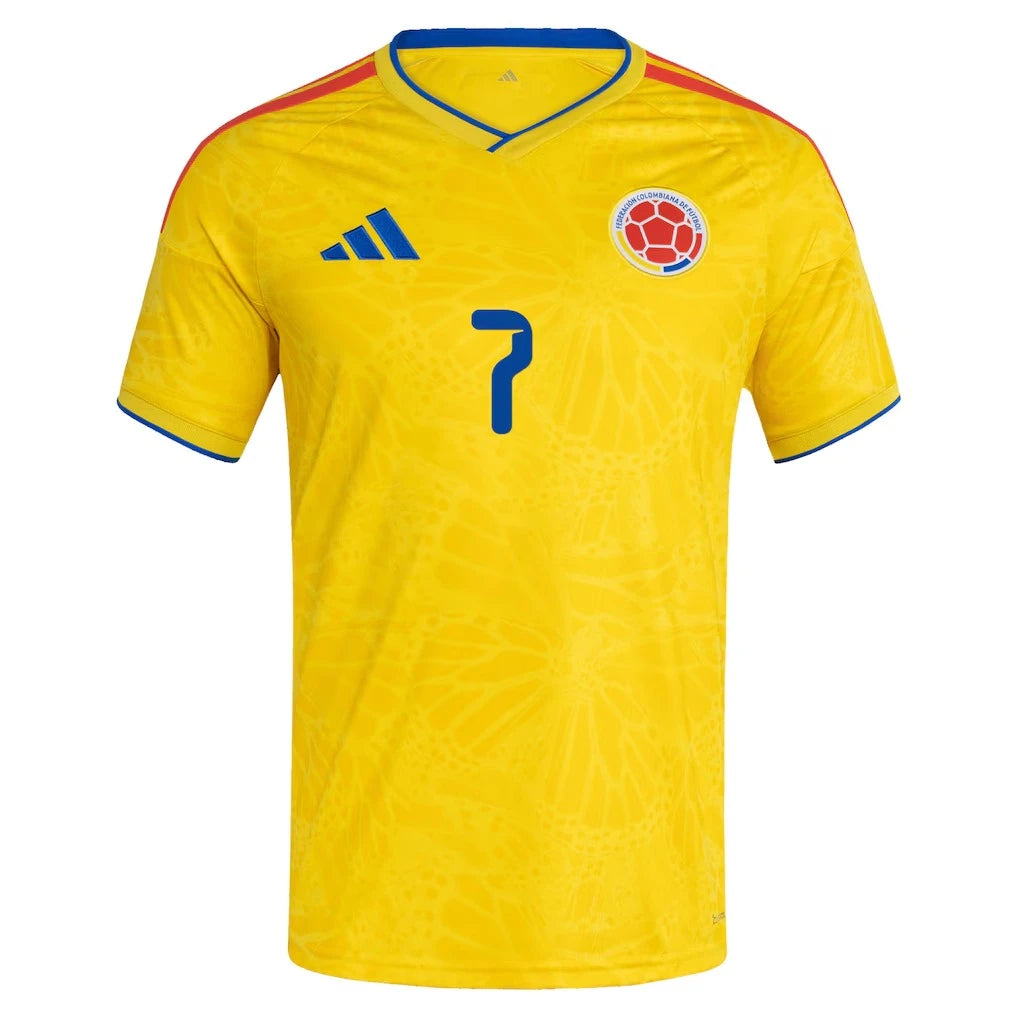Colombia 2026 World Cup Home Stadium Replica Jersey With Luis Díaz #7 Printing Front View