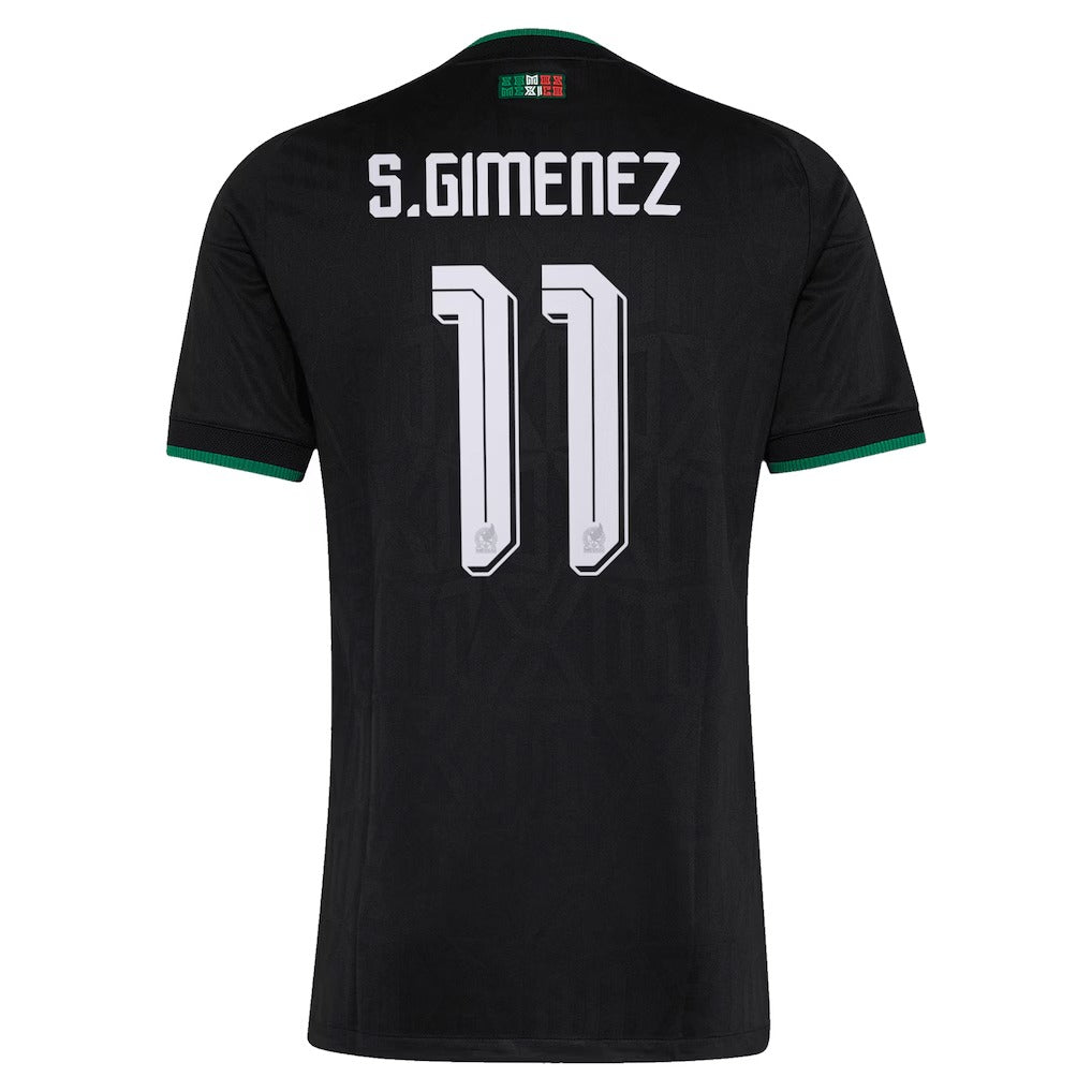 back view of Mexico national team 2026 black third soccer jersey with S. GIMENEZ #11 custom print