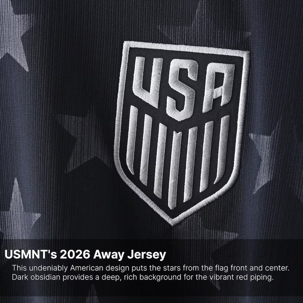usa logo on mens nike white usmnt 2026 away stadium replica jersey