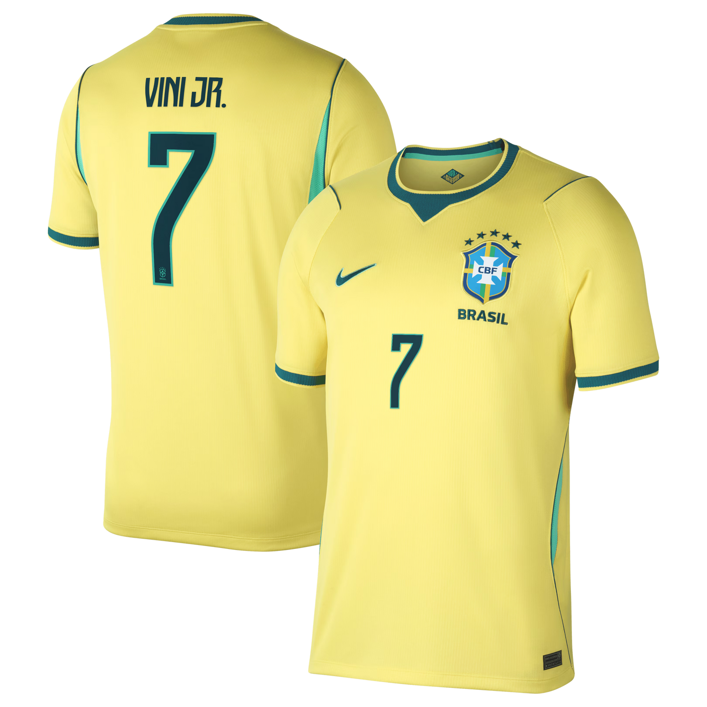 Brazil national team home stadium jersey with VINI JR. #7 custom print