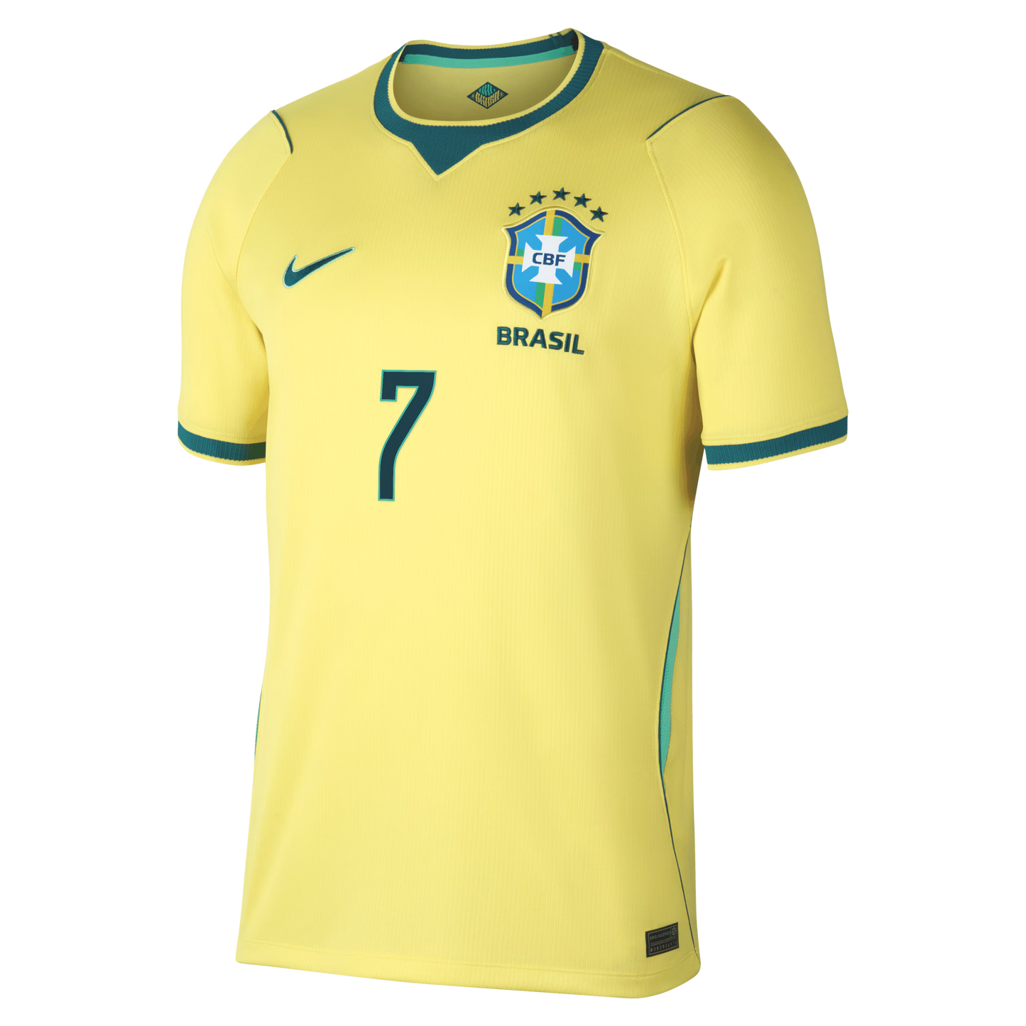 Brazil national team home stadium jersey with VINI JR. #7 custom print front view
