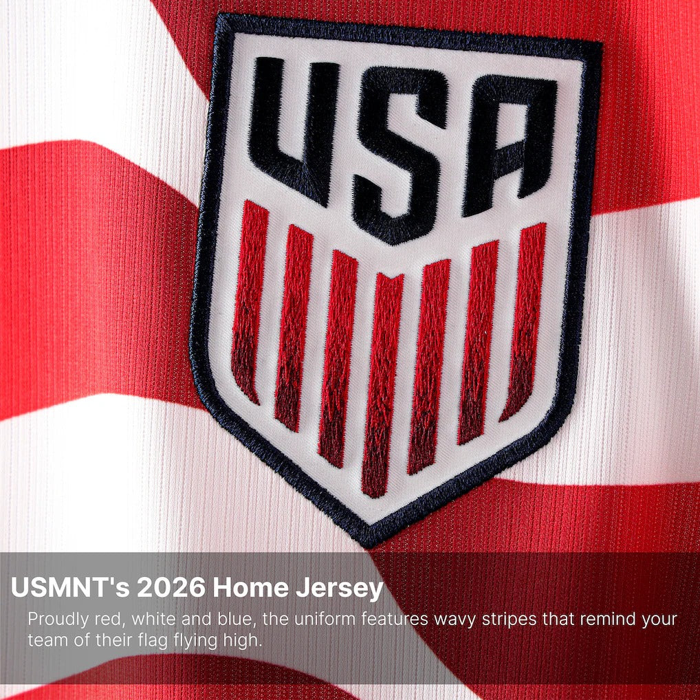 USA logo on mens nike white usmnt 2026 home stadium replica jersey
