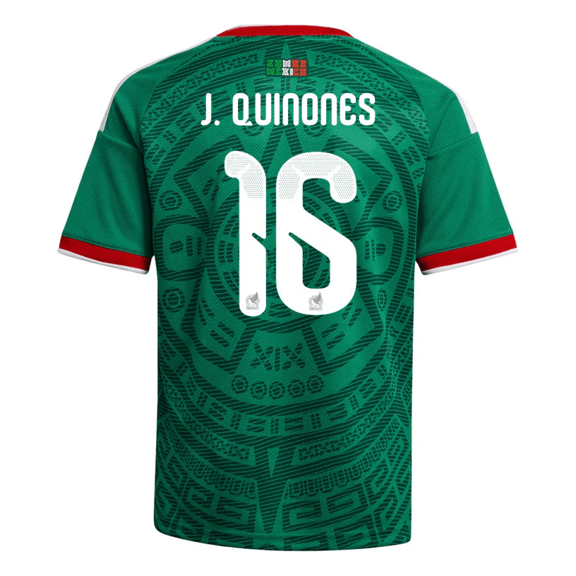 Mexico 2026 World Cup Home Stadium Replica Jersey With Quiñones #16 Printing Back View