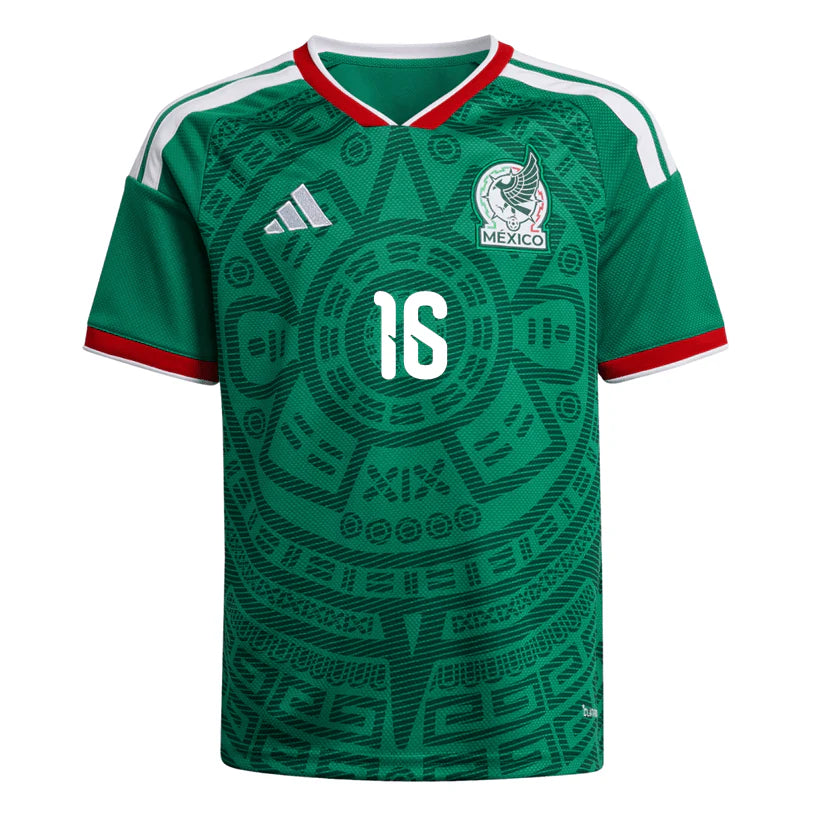 Mexico 2026 World Cup Home Stadium Replica Jersey With Quiñones #16 Printing Front View