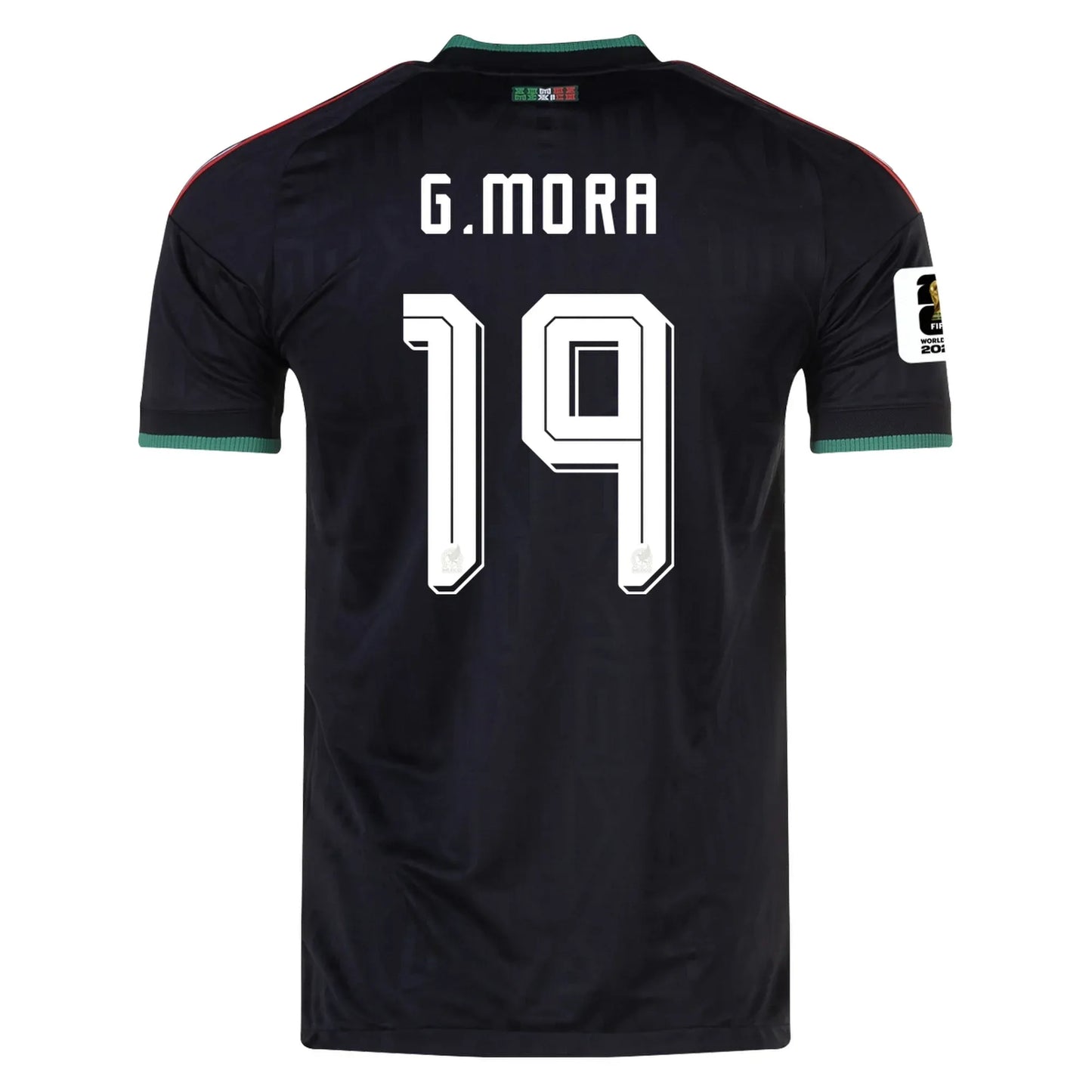 Mexico 2026 World Cup Third Stadium Replica Jersey With G. Mora #19 Printing Back View