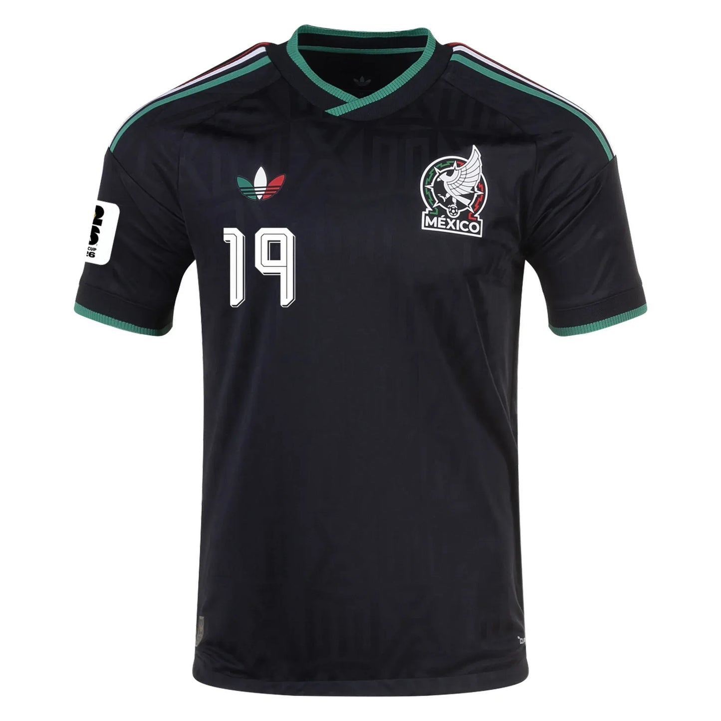 Mexico 2026 World Cup Third Stadium Replica Jersey With G. Mora #19 Printing Front View