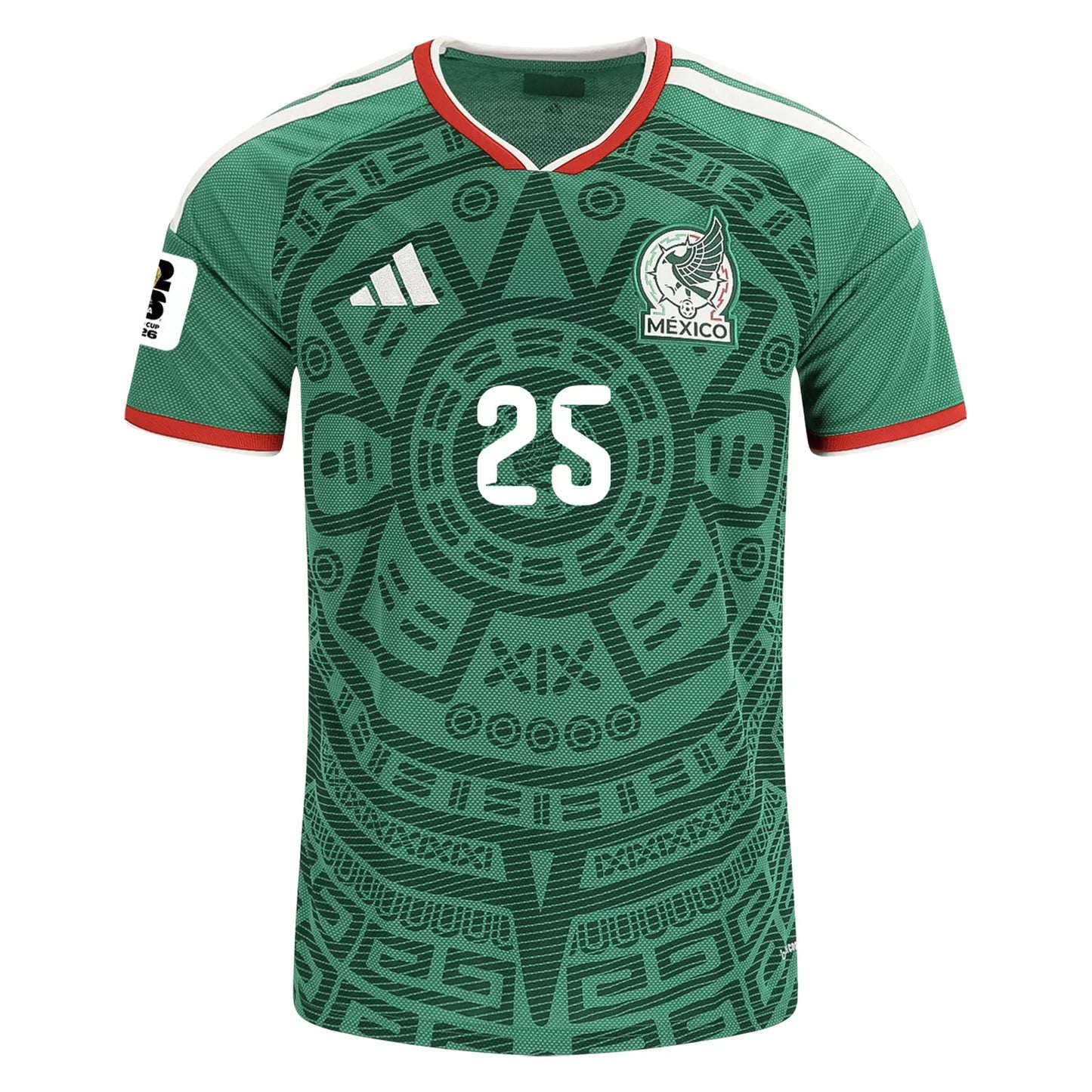 Mexico 2026 World Cup Home Stadium Replica Jersey With R. Alvarado #25 Printing Front View