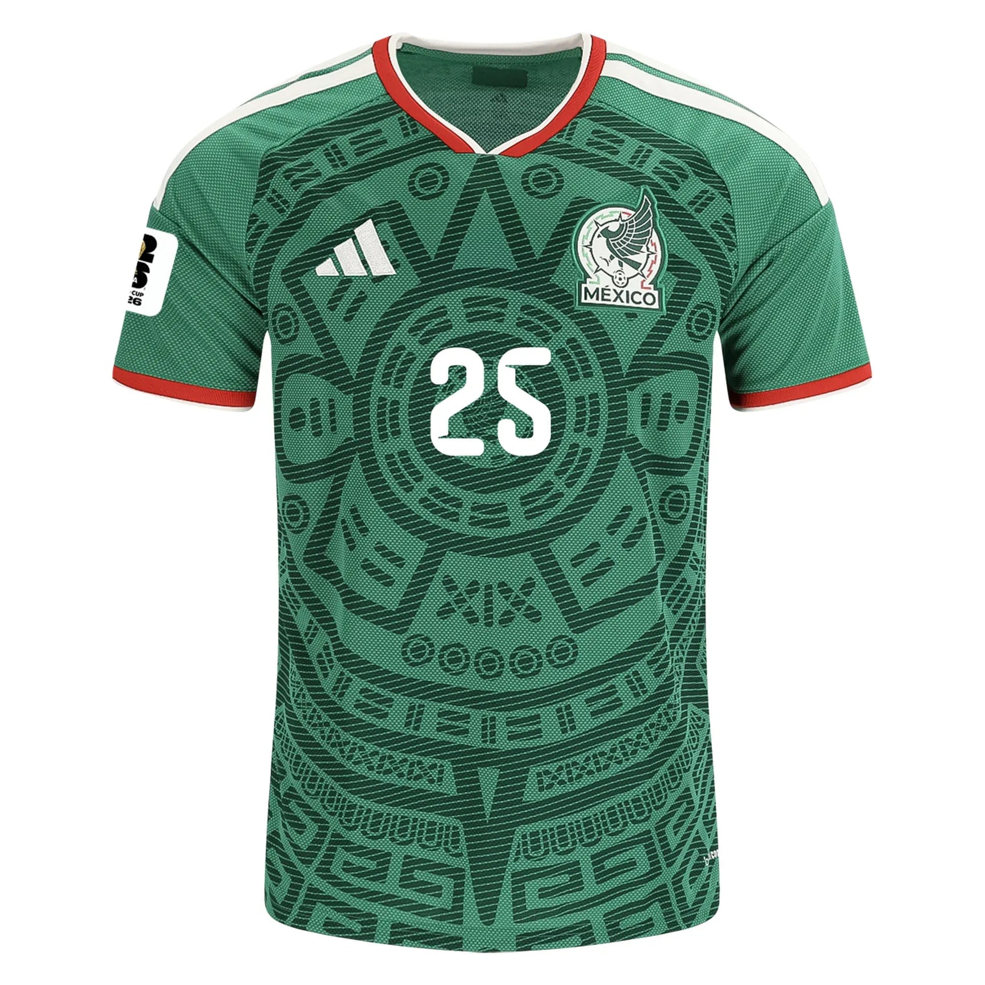 Mexico 2026 World Cup Home Stadium Replica Jersey With R. Alvarado #25 Printing Front View