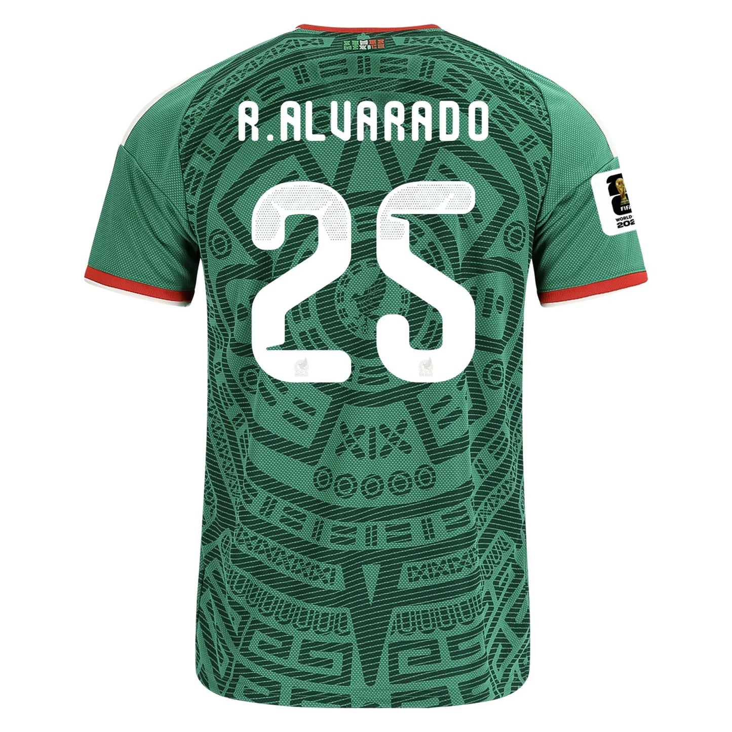 Mexico 2026 World Cup Home Stadium Replica Jersey With R. Alvarado #25 Printing Back View