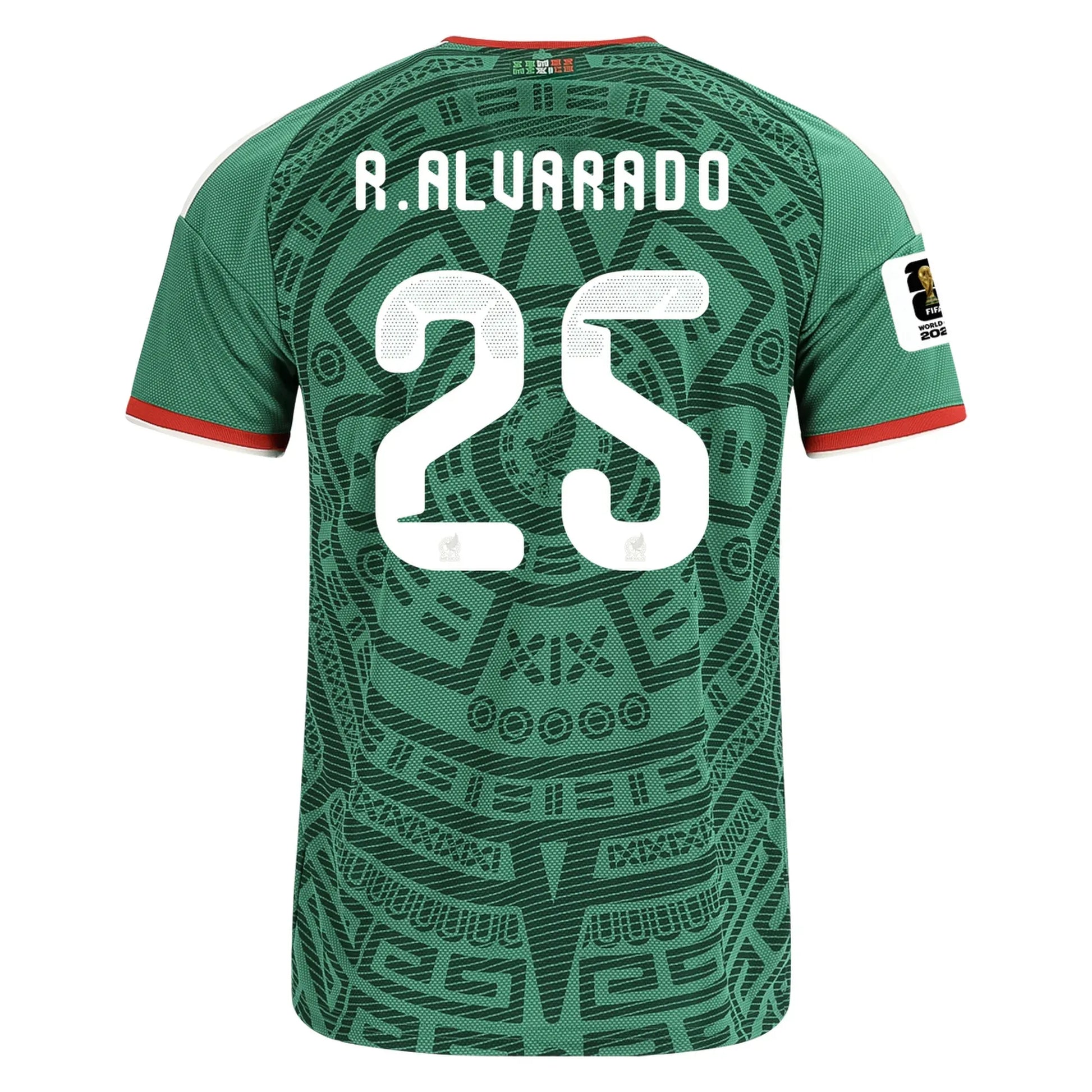 Mexico 2026 World Cup Home Stadium Replica Jersey With R. Alvarado #25 Printing Back View