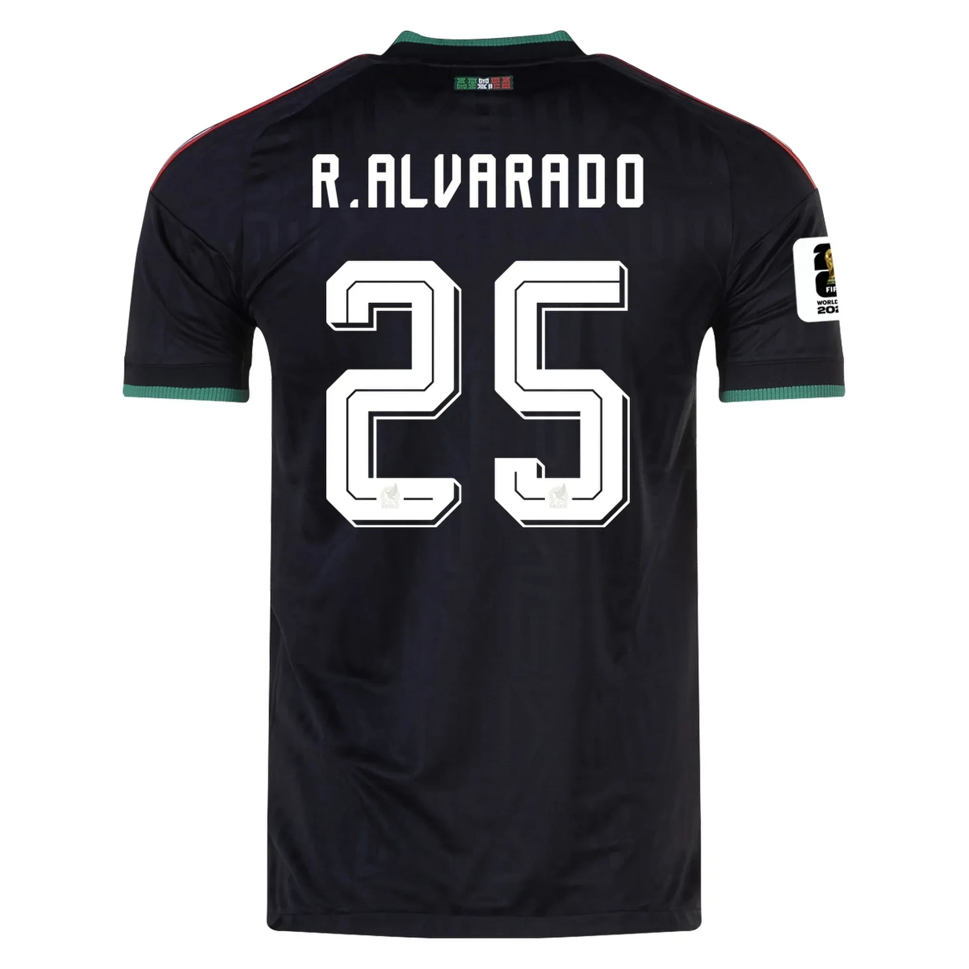 Mexico 2026 World Cup Third Stadium Replica Jersey With R. Alvarado #25 Printing Back View
