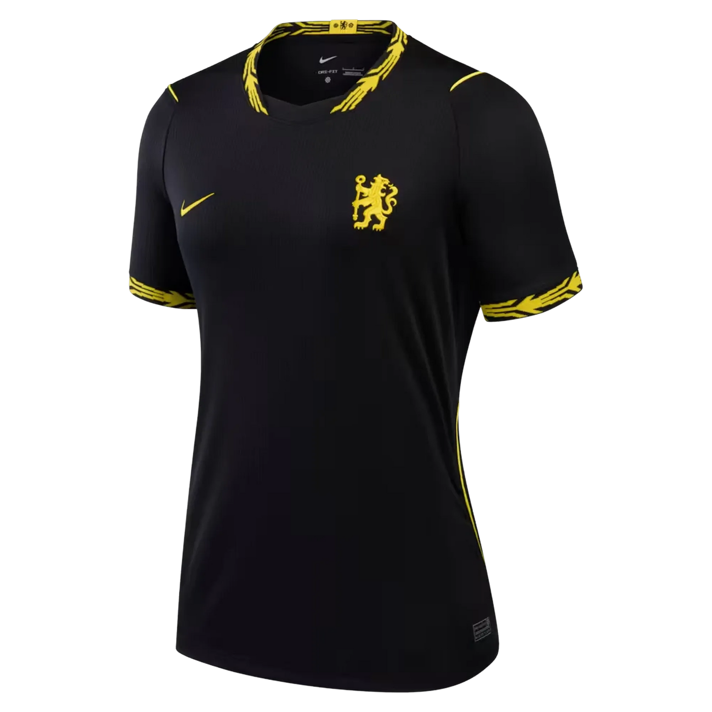 Front view of women's Chelsea 2026-2027 away black stadium replica soccer jersey by Final Third Kit
