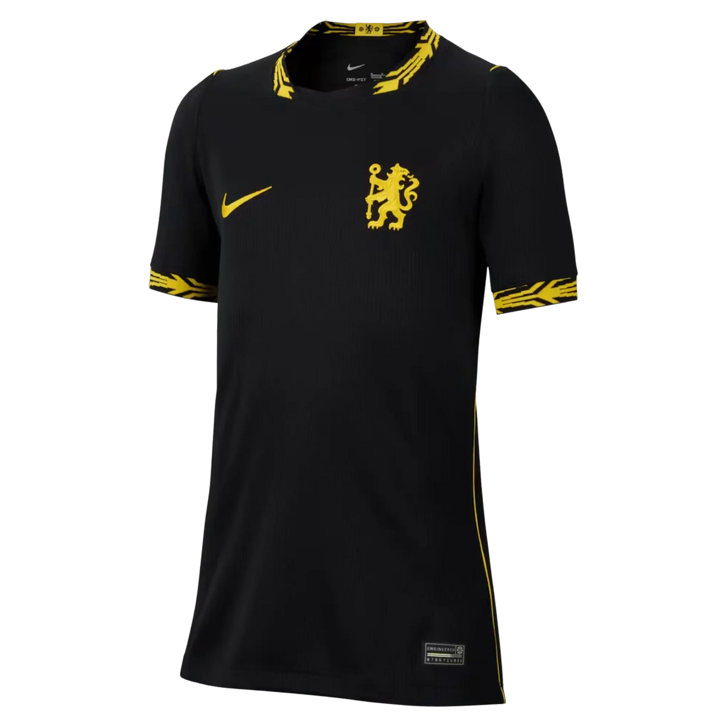 Front view of youth Chelsea 2026-2027 away black stadium replica soccer jersey by Final Third Kit