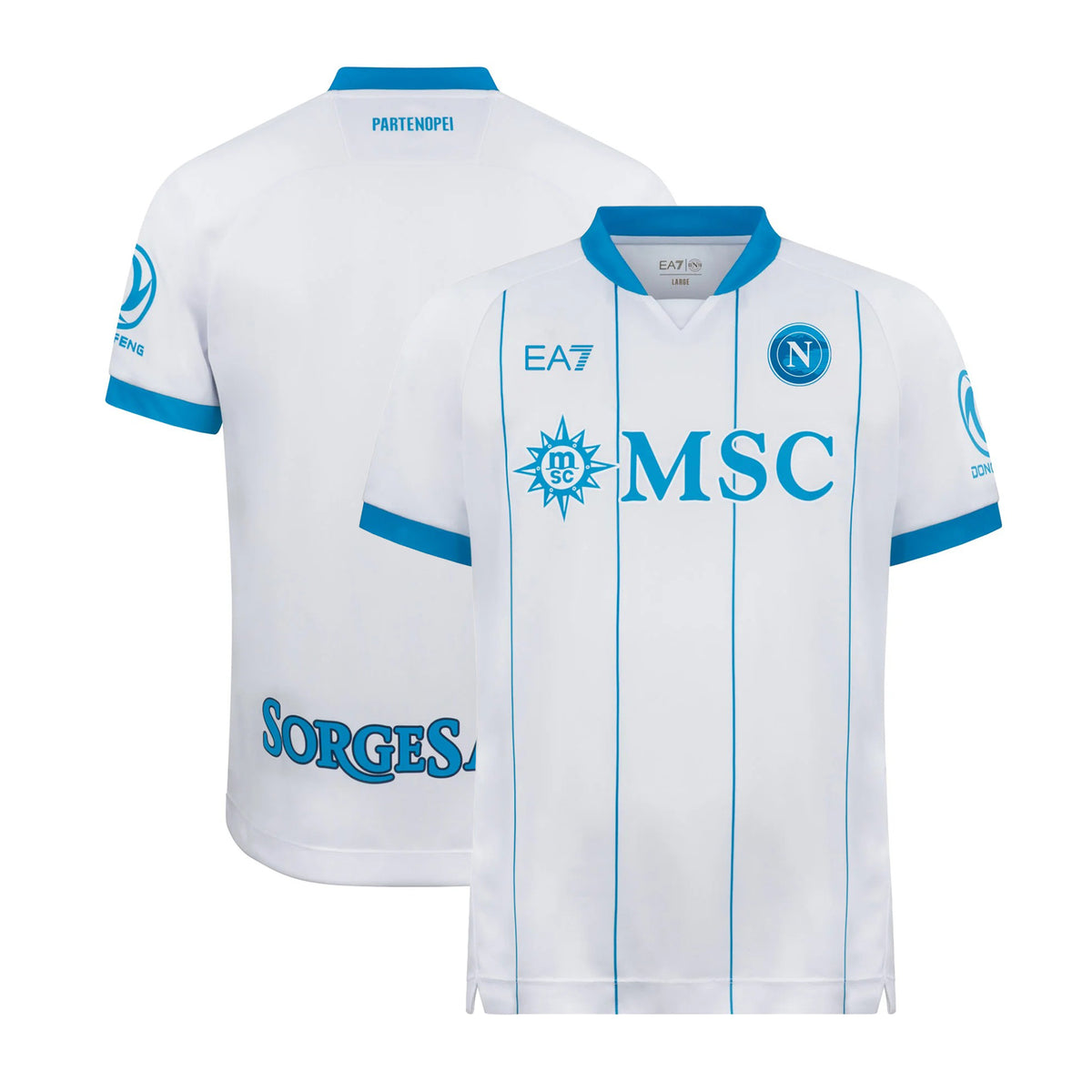 Front and back view of Napoli 2026-2027 home blue stadium replica jersey by Final Third Kit