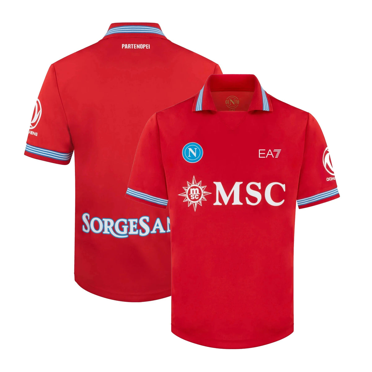 Front and back view of Napoli 2026-2027 third red stadium replica jersey by Final Third Kit
